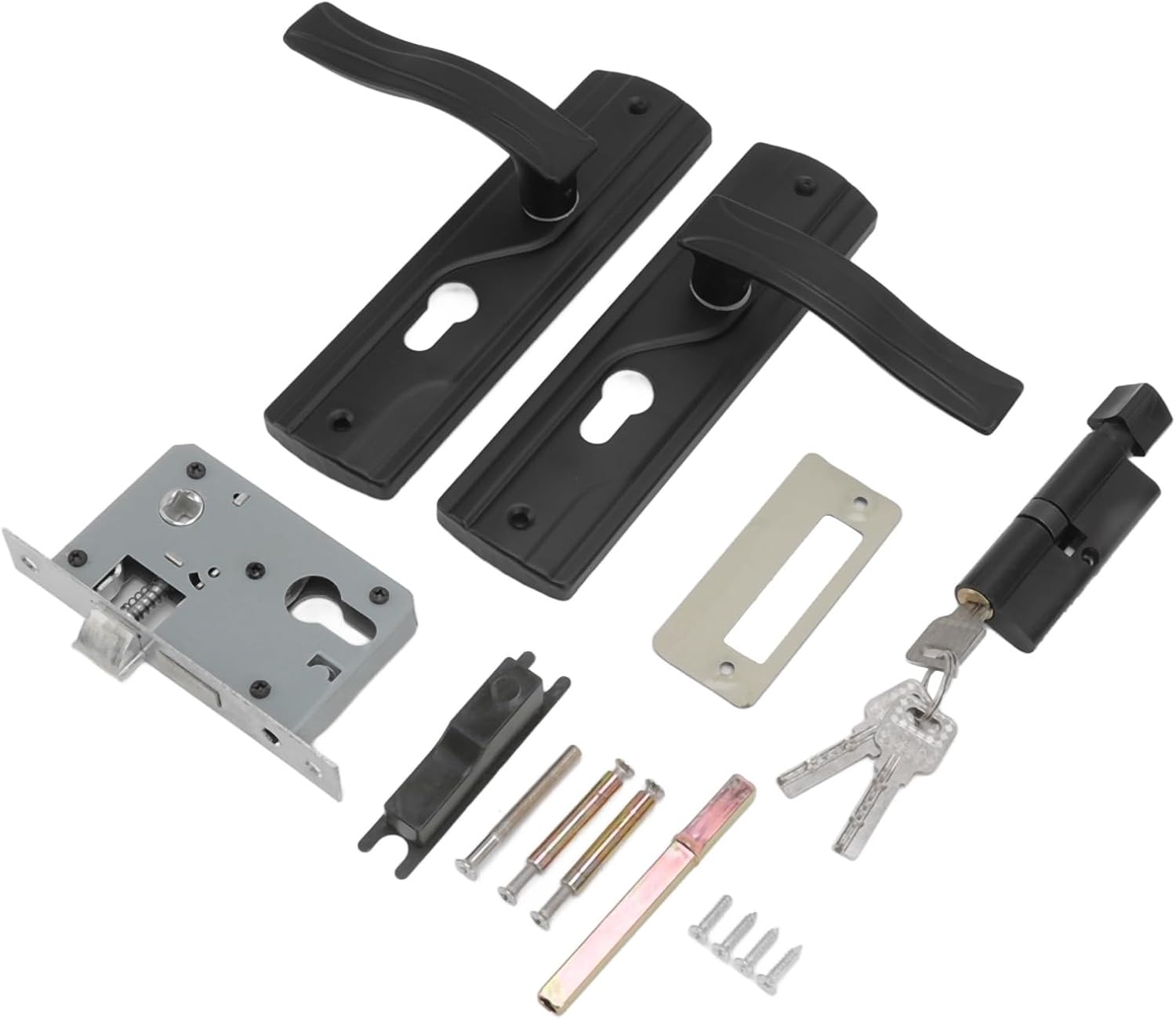 Door Handle with Lock,Manganese Steel Silent Bearing Universal Door Lever Lock Set with Keys for Home Bedroom image number 6