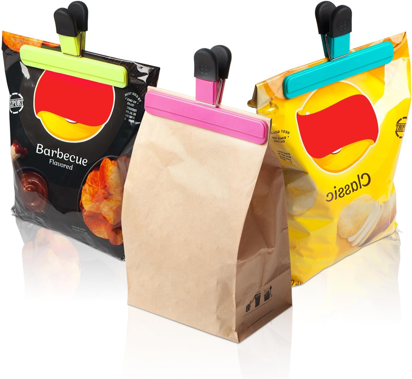 Heatunk Set of 6 Large Heavy Duty Chip Bag Clips - Assorted Colors, Durable Plastic Seal Grip - 6.2 X 3.5 Inch image number 4