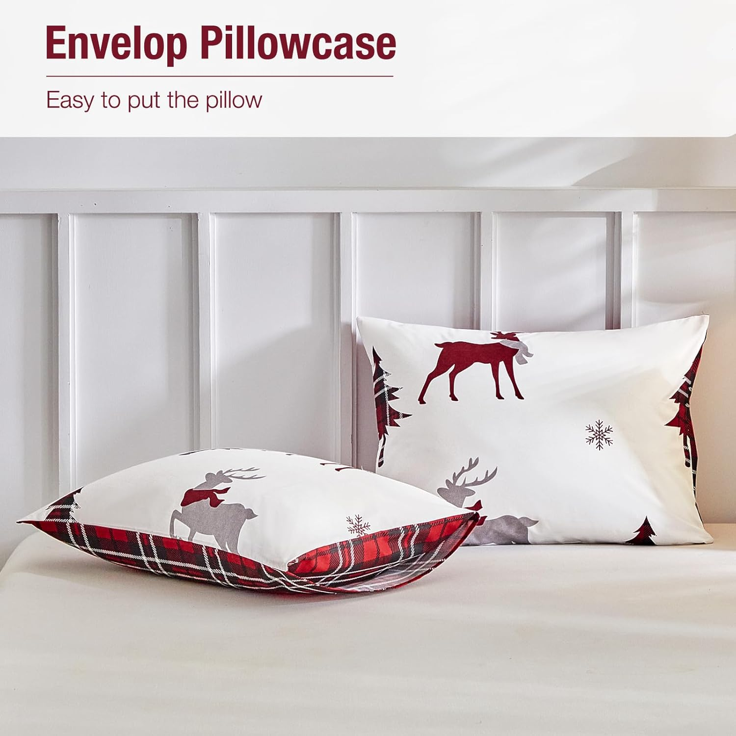 Tokokimo Christmas Duvet Cover 135/150, 3-Piece Microfibre Bedding Set, Christmas Elements, Composition: 1 Duvet Cover 240 X 220 Cm + 2 Pillowcases 50 X 75 Cm, Reindeer Motif image number 3
