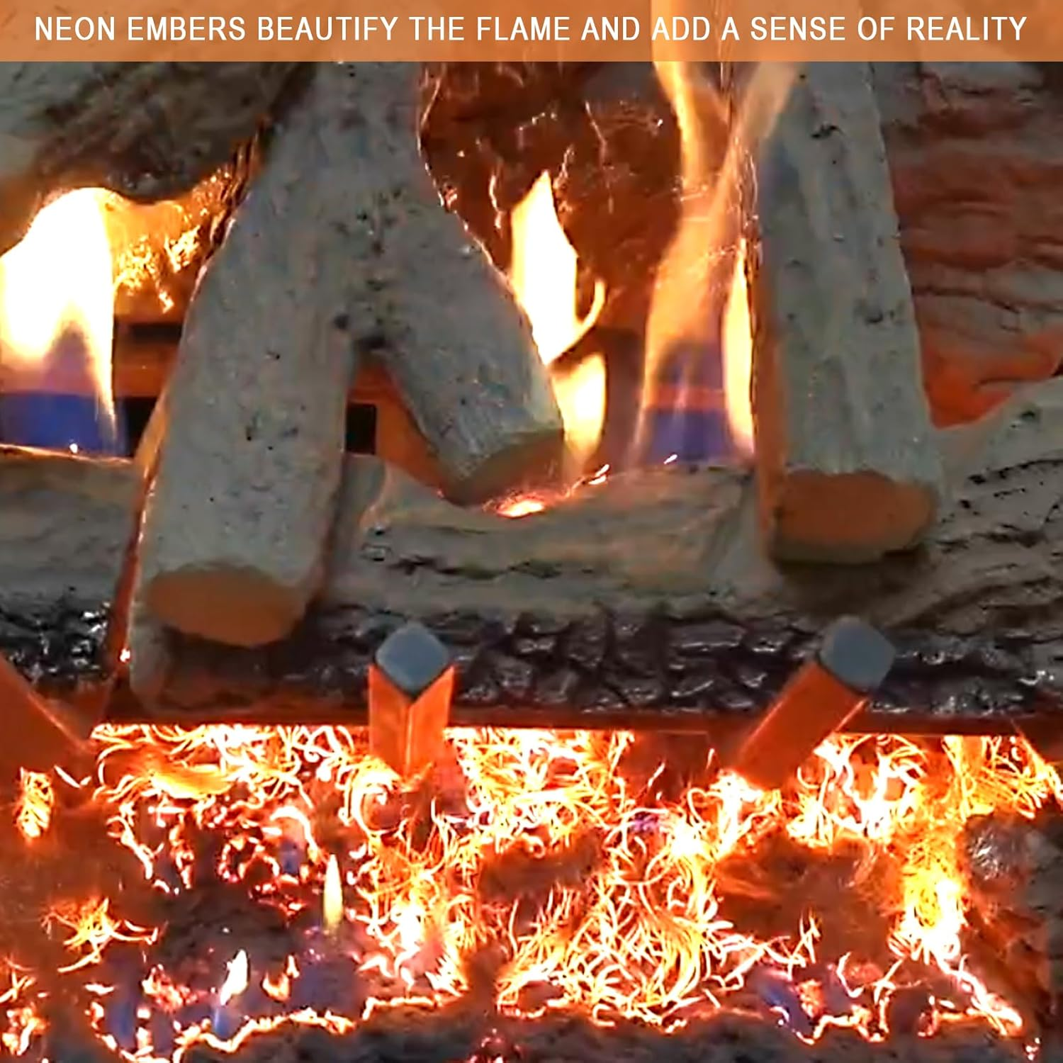 Neon Embers, Red Flames, Create Red Vibrant Flames for Ceramic Logs, Outdoor Fireplaces, Campfire, Bonfire-Perfect Fire Camping Accessories