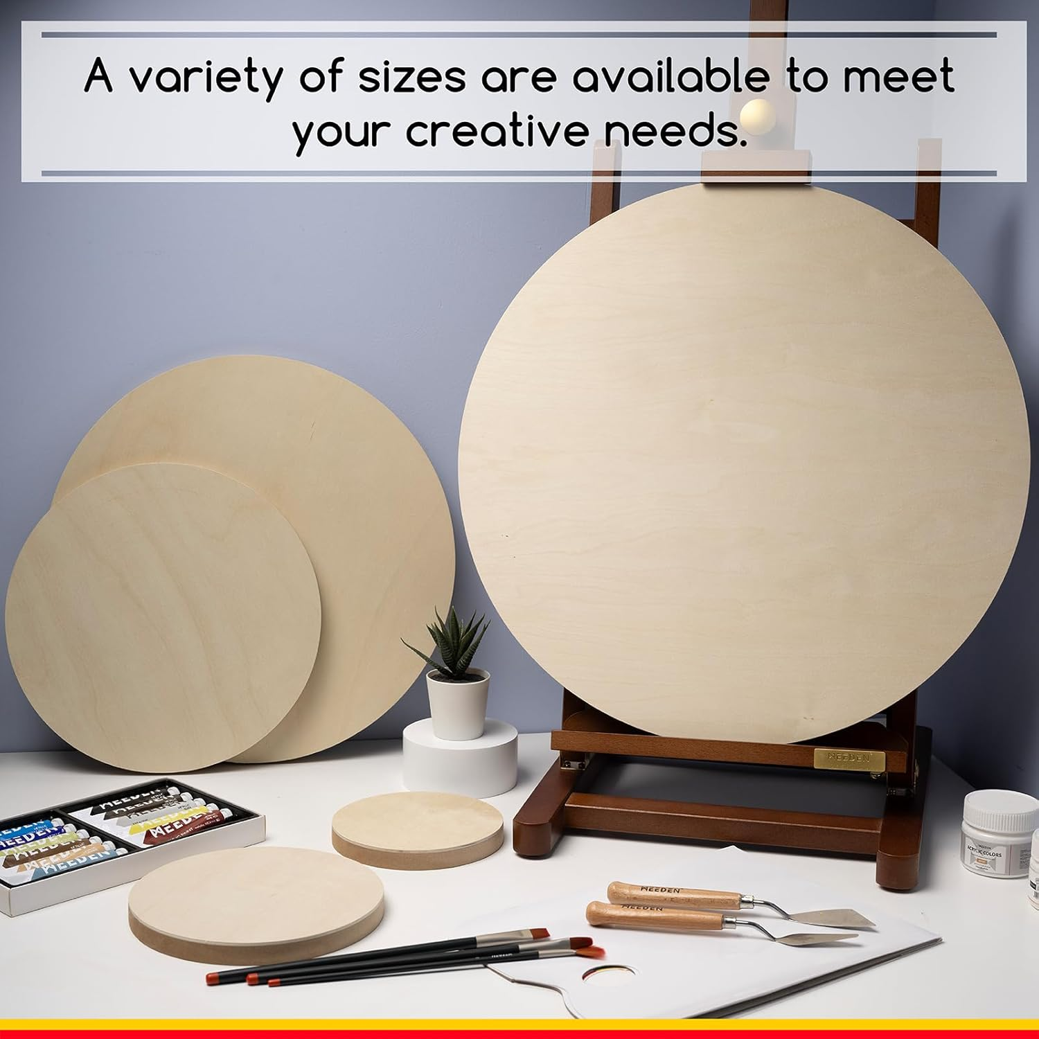 MEEDEN round Wood Canvas Panels: 3/4" Deep 12" Dia round Wooden Canvas Panel - Pack of 2 Cradled Wood Art Boards for Pouring Art, Crafts, Painting