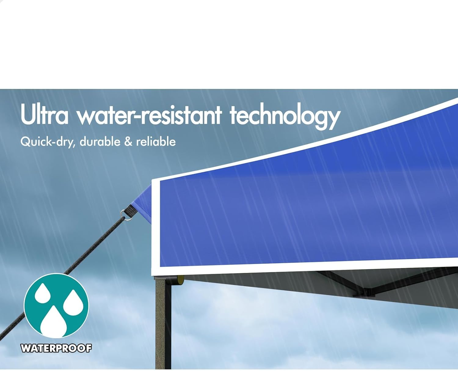 ALFORDSON Gazebo Marquee 3 X 6M High Adjustable with Pegs & Ropes, Easy Set-Up Canopy with 600D Fabric Roof and Carry Bag, Camping Shelter Shade with Steel Frame for Wedding Party Pavilion, Blue image number 6