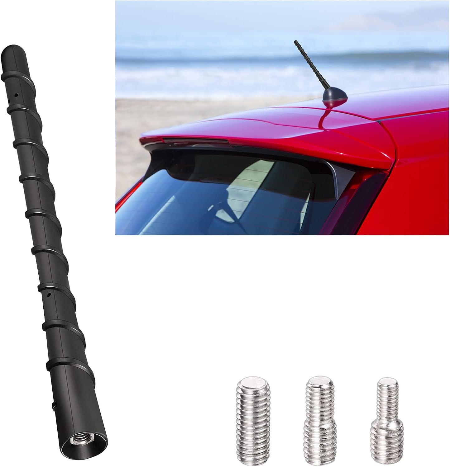 AQTAQ Universal Vehicle Roof Mount Car Antenna Short 18Cm/7Inch Car Radio Rod Antenna Replacement with High-Quality AM & FM Reception with M4 M5 M6 Threaded Adapter Suitable for Most Models Etc image number 3