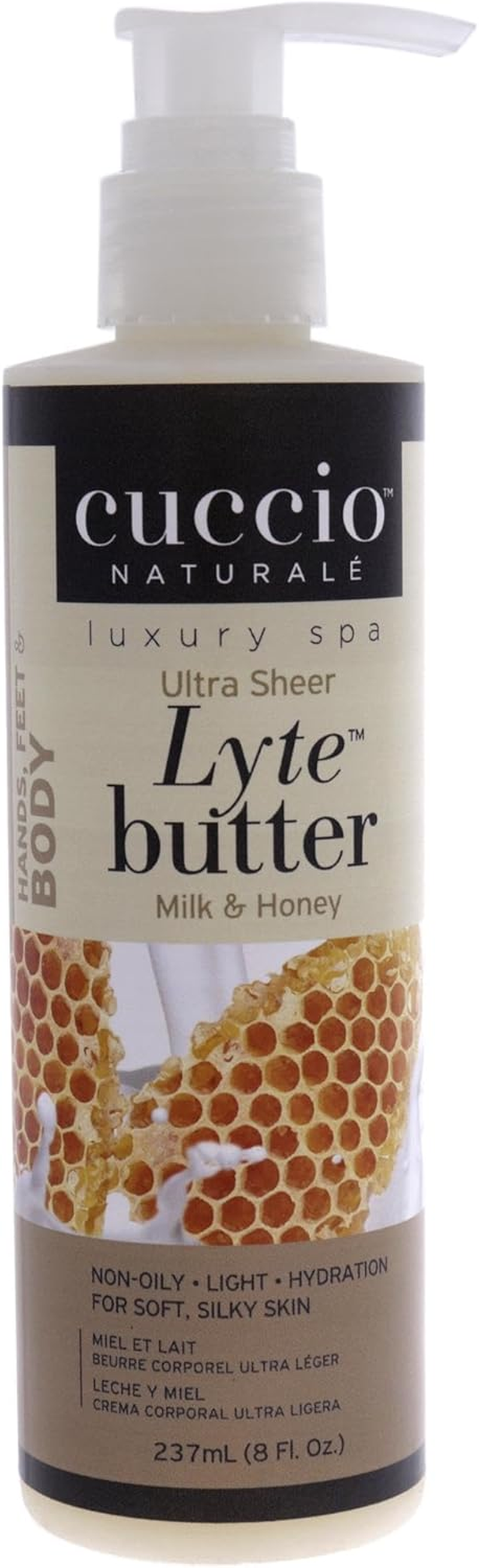 Cuccio Naturale Lyte Ultra-Sheer Body Butter - Replenishing Scented Moisturizing Cream - Deep Hydration to Repair Dry Skin - All Natural, Cruelty-Free Formula - Milk and Honey - 237 ML image number 1