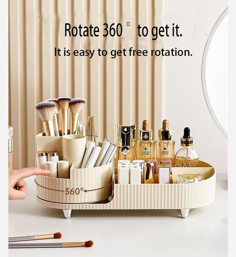 Makeup Organizer for Vanity, Rotating Makeup Organizer, Desk Cosmetics Organizers Storage for Skincare, Nail Polish, Lipsticks, Jewelry, Large Capacity Cosmetic Display Cases image number 3
