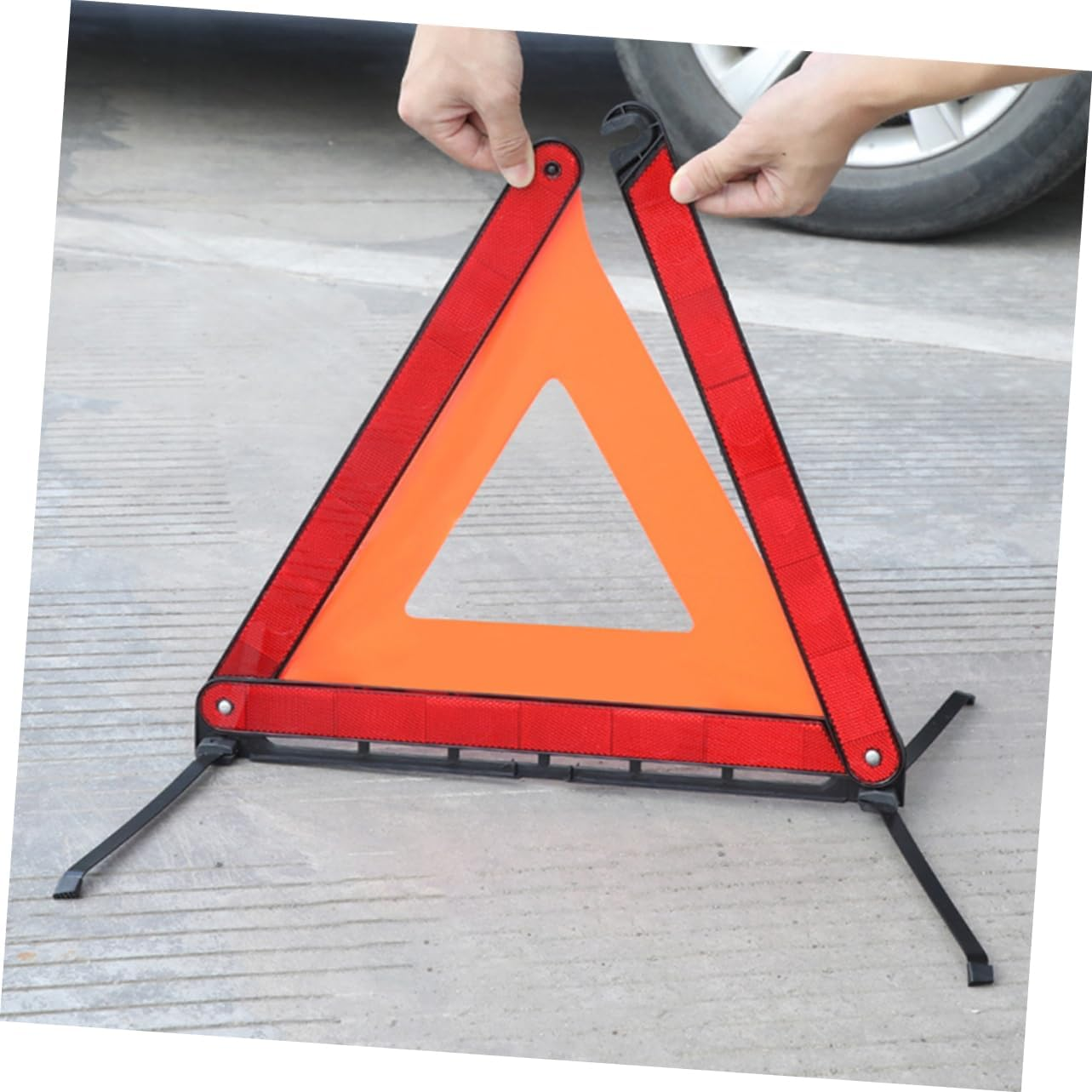 SOLUSTRE Foldable Reflective Warning Triangle Tripod Car Roadside Safety Early Warning Sign Emergency Reflective Triangle for Road Trip and Semi Truck Accessories image number 1