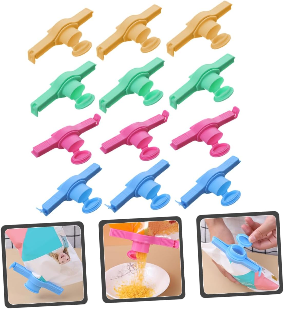 12Pcs Chip Bag Clips Food Sealing Clips Reusable Snack Bag for Pantry Food Drinks image number 6