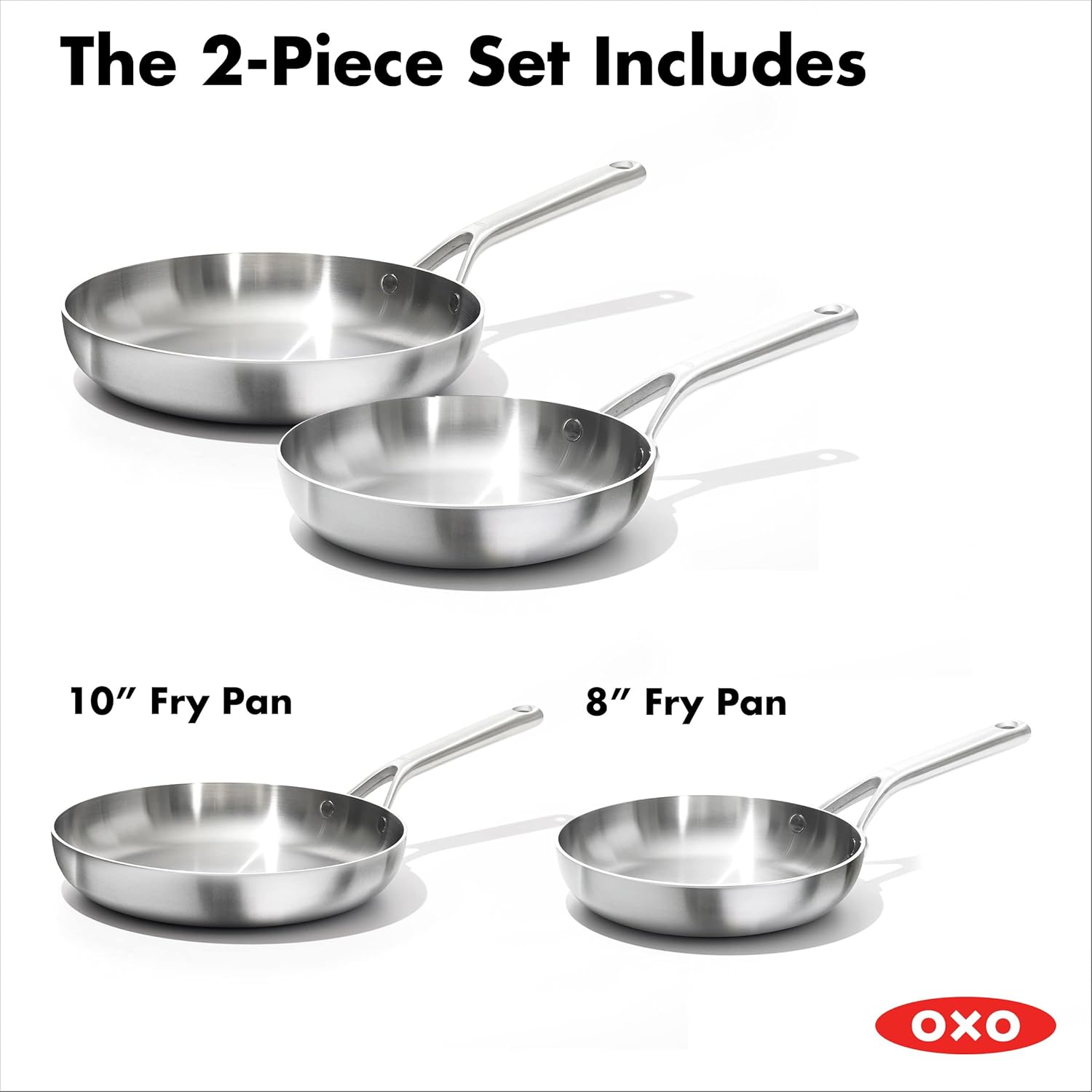 OXO Stainless, 8" and 10" Frying Pan Skillet Set, Black image number 2