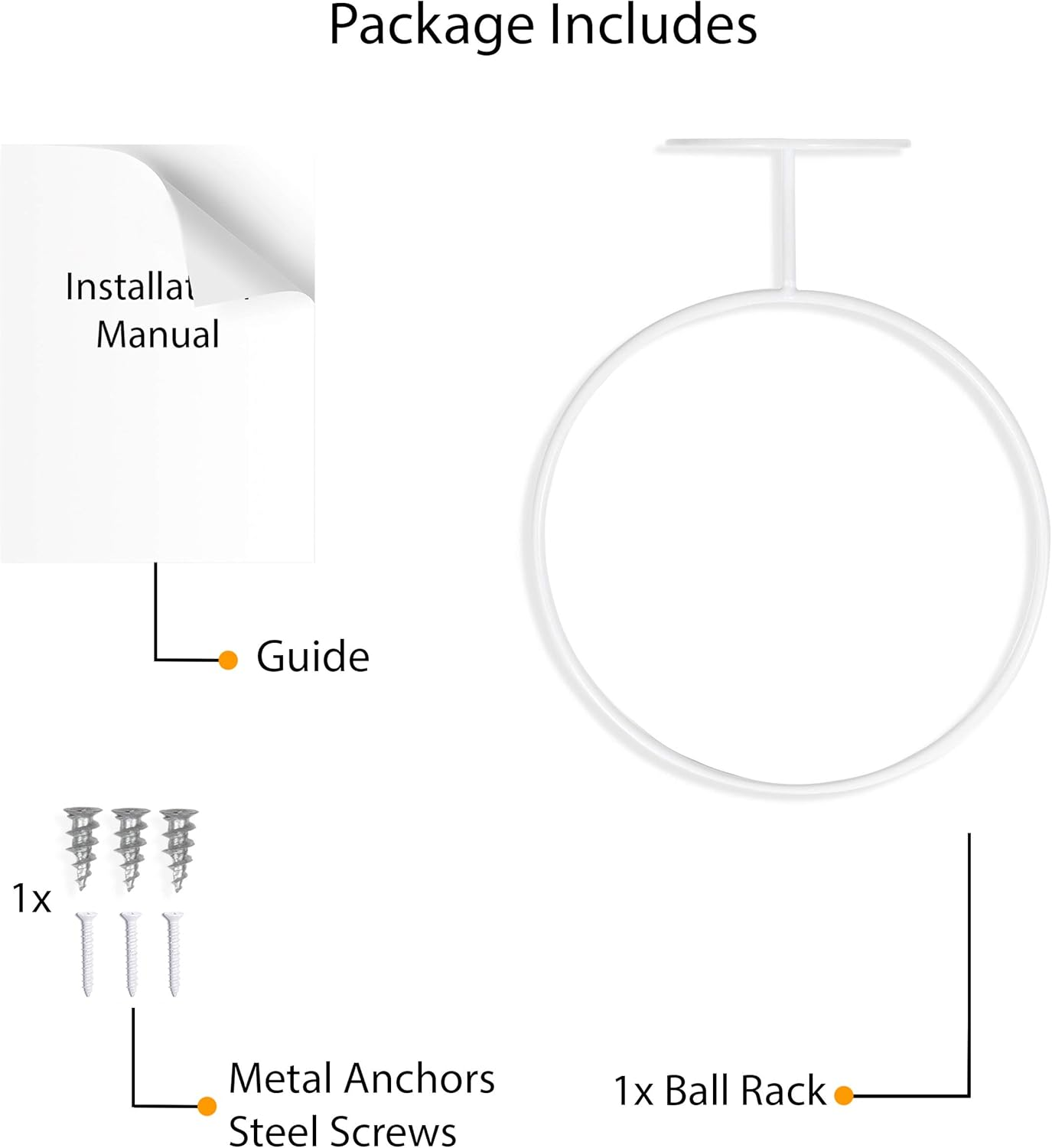 Wallniture Sporta Wall Mounted Sports Ball Holder Rack Display Storage Steel (White) - White image number 6