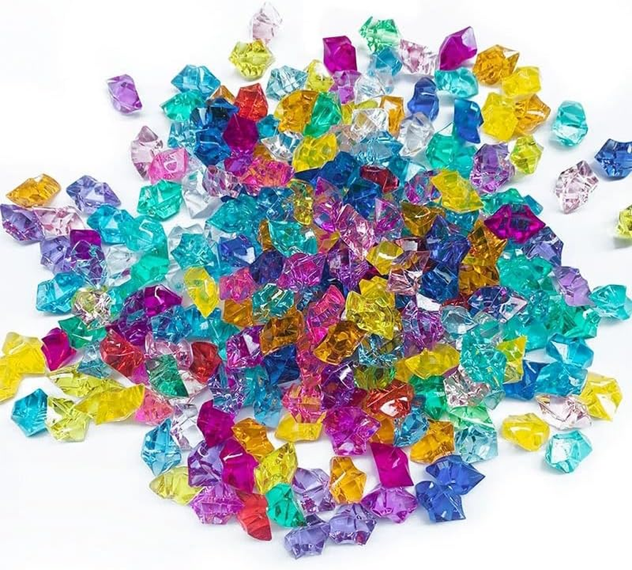 WADY Acrylic Crushed Ice Rocks - 200 PCS Fake Ice Cubes, Clear Plastic Crystals & Diamonds for Vase Fillers, Wedding Decor, Table Scatter, Home Decoration, Arts & Crafts (Blue and White)