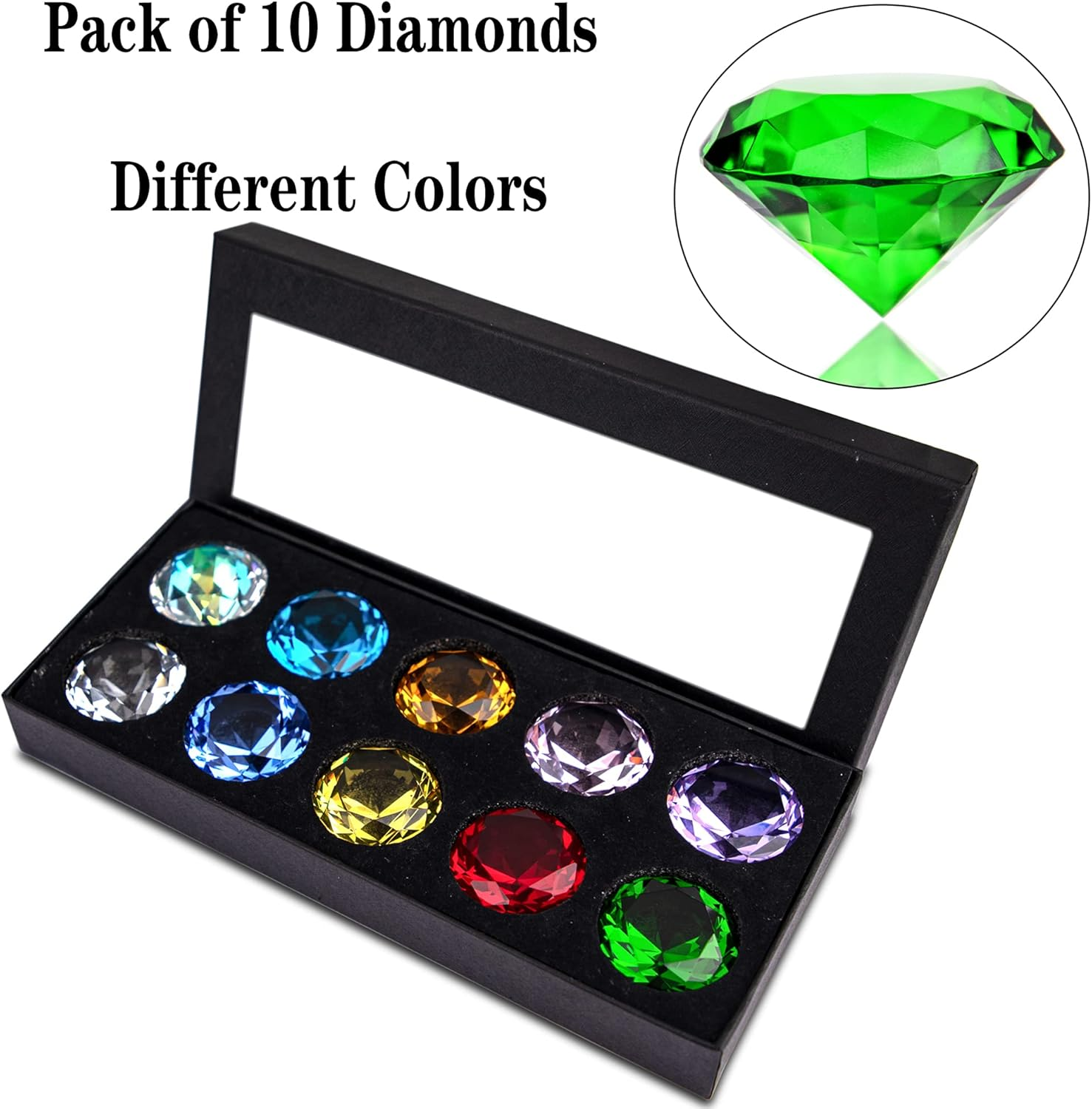 HDCRYSTALGIFTS 40Mm(1.5 In) Crystal Diamond Jewels Paperweight Fake Diamonds Table Decoration Party Favors Gift, Glass Paperweight, Pack of 10 (Multicolor) image number 2