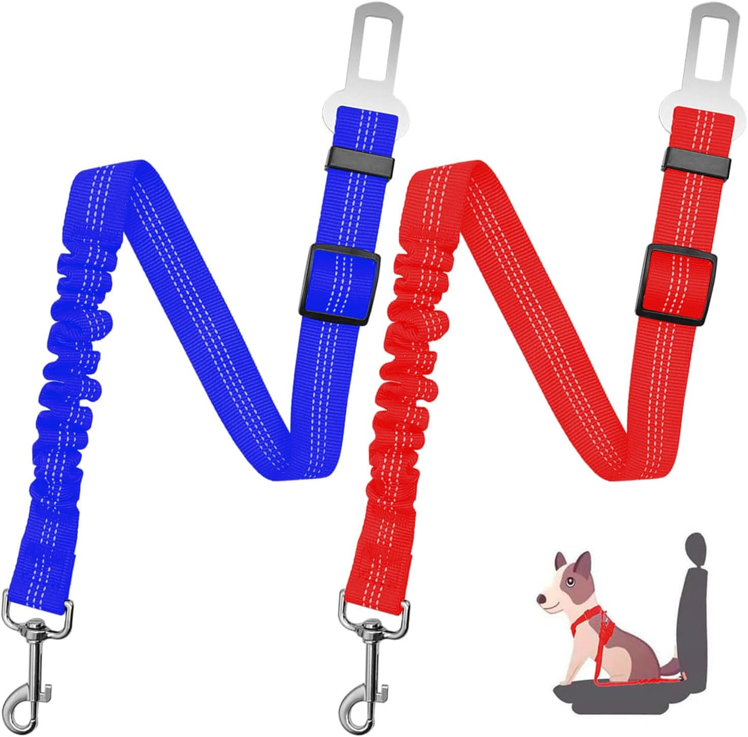 2Pcs Dog Leash, Dog Seat Belt and Leash, Nylon Pet Car Seatbelt Harness image number 5
