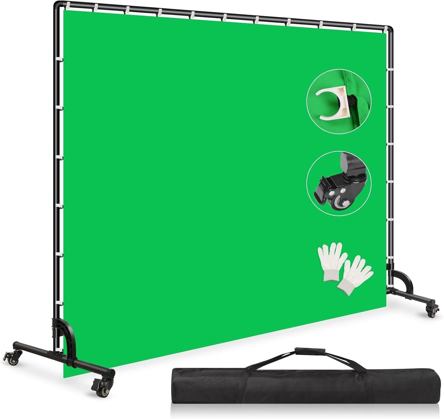 MSKIRA 7X10Ft Green Screen Backdrop with Movable Photo Backdrop Stand Kit, Greenscreen Background with Stand for Streaming, Studio Video, Zoom Meetings & Parties