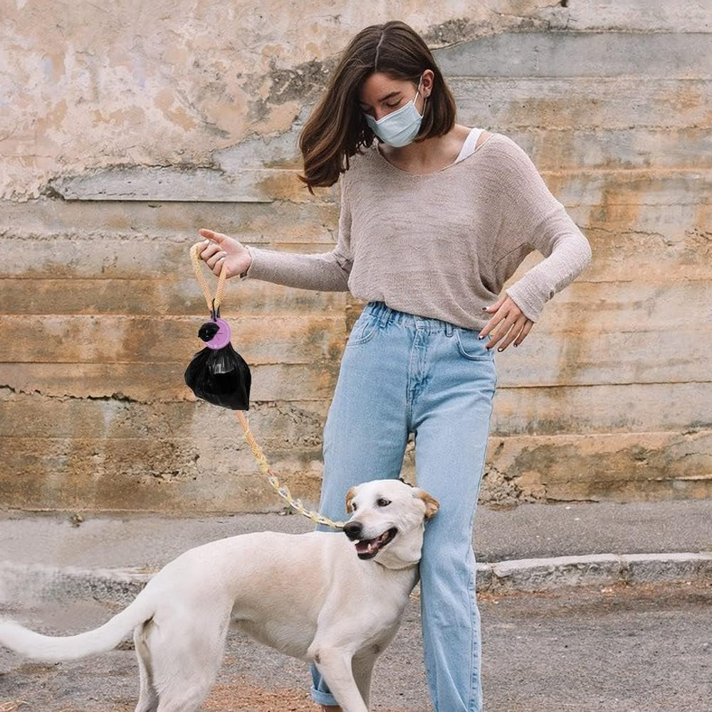 ZGWANSUI 5 Pack Dog Waste Carrier for Leash, Hand Free Poop Bag Holder, Leash Waste Bag Holder Carrier for Doggy Puppies Pet Walking Running Bicycle Accessory (Assort Colors)