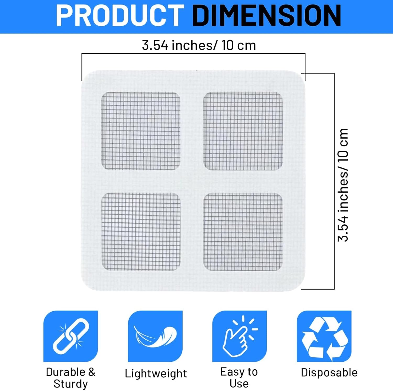 COCKLECREEK 100Pcs Drain Stickers Floor,Shower Drain Hair Catcher,4 Inch Square Bath Tub Drain Strainer,For Bathtub Drain Cover for Kitchen Bathroom,Screen Window,Etc image number 5