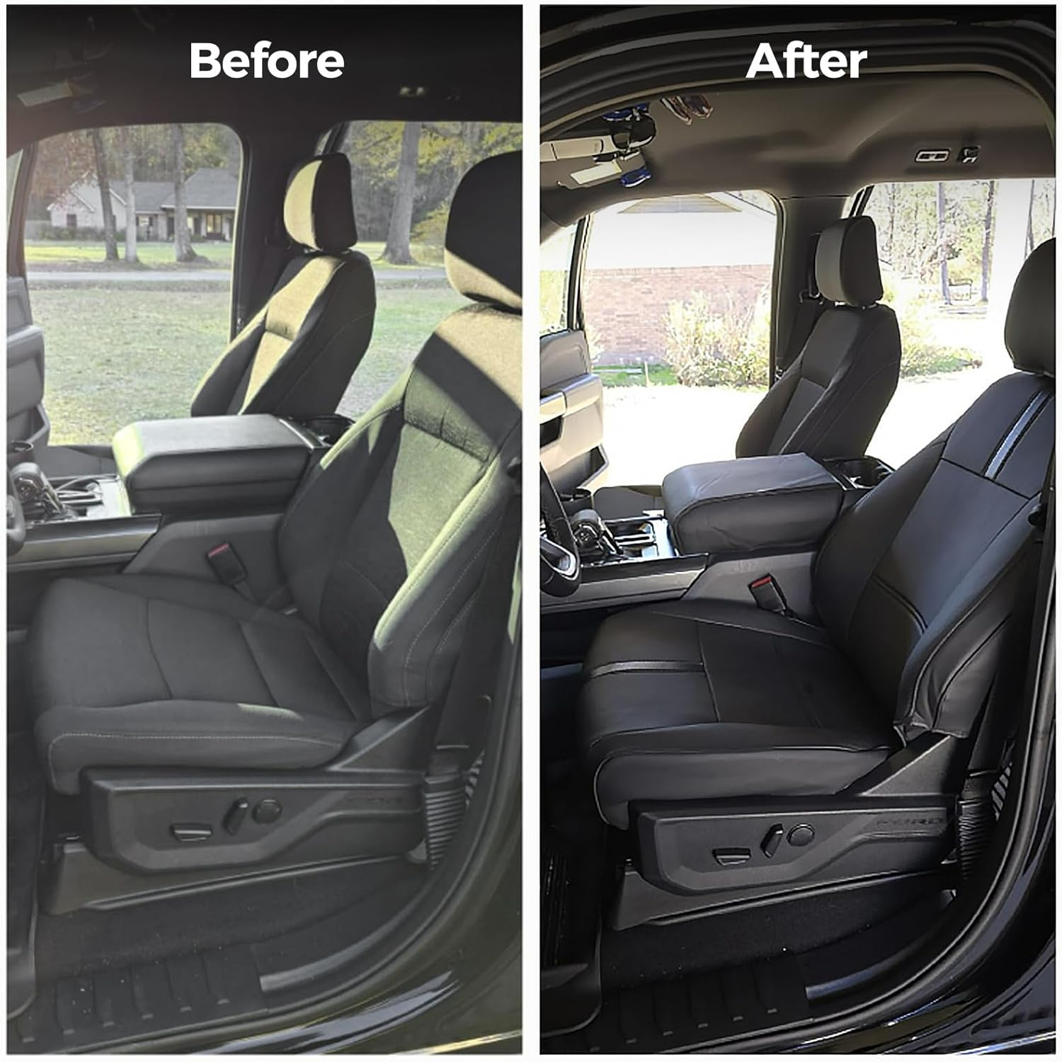 Creekt&reg; Full Set Seat Covers for Ford F150 2015-2025, Waterproof Pickup Custom Fit Faux Leather Seat Covers for Ford F-150 Accessories, for F150 2021 2022 2023 2024 2025 Super Crew/Crew Cab(Xl,Xlt) image number 5