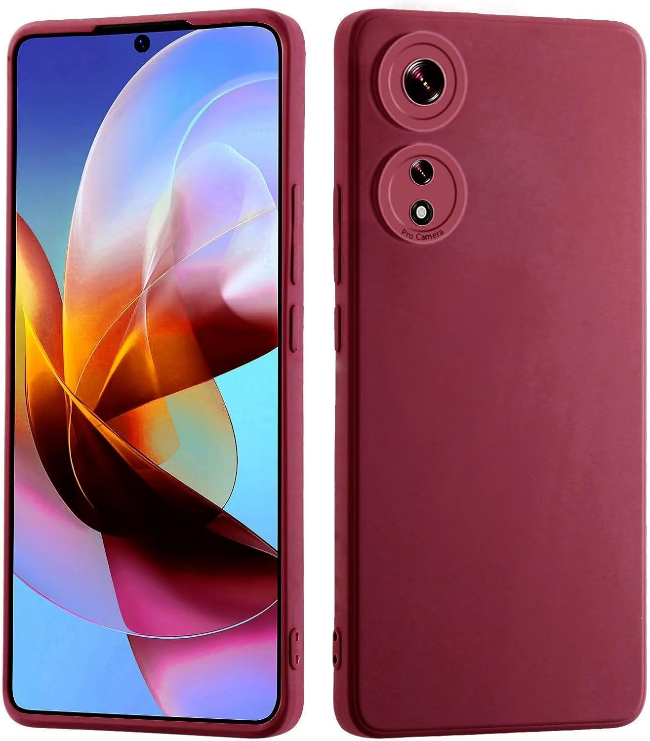 LENGRACE Case for Oppo A58 5G/A58X/A78 5G Soft Silicone Case, Premium Silicone Case for Oppo A58 5G/A58X/A78 5G Shockproof TPU Scratch-Resistant Full Body Protective Mobile Phone Case Red Wine image number 4