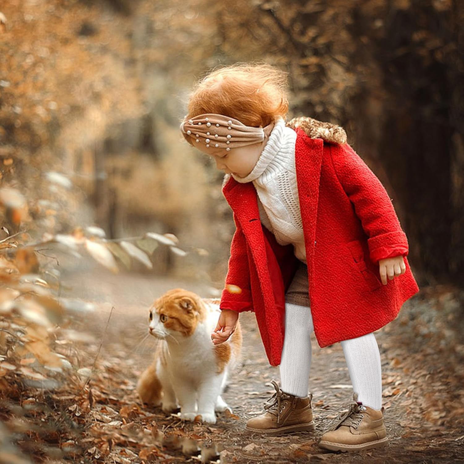 ZERULETS Baby Girls Boys Tights Cable Knit Girls Cotton Leggings Kids Thick Warm Pantyhonse Newborn Stockings 4 Pack for 6 Months-6 Years image number 7