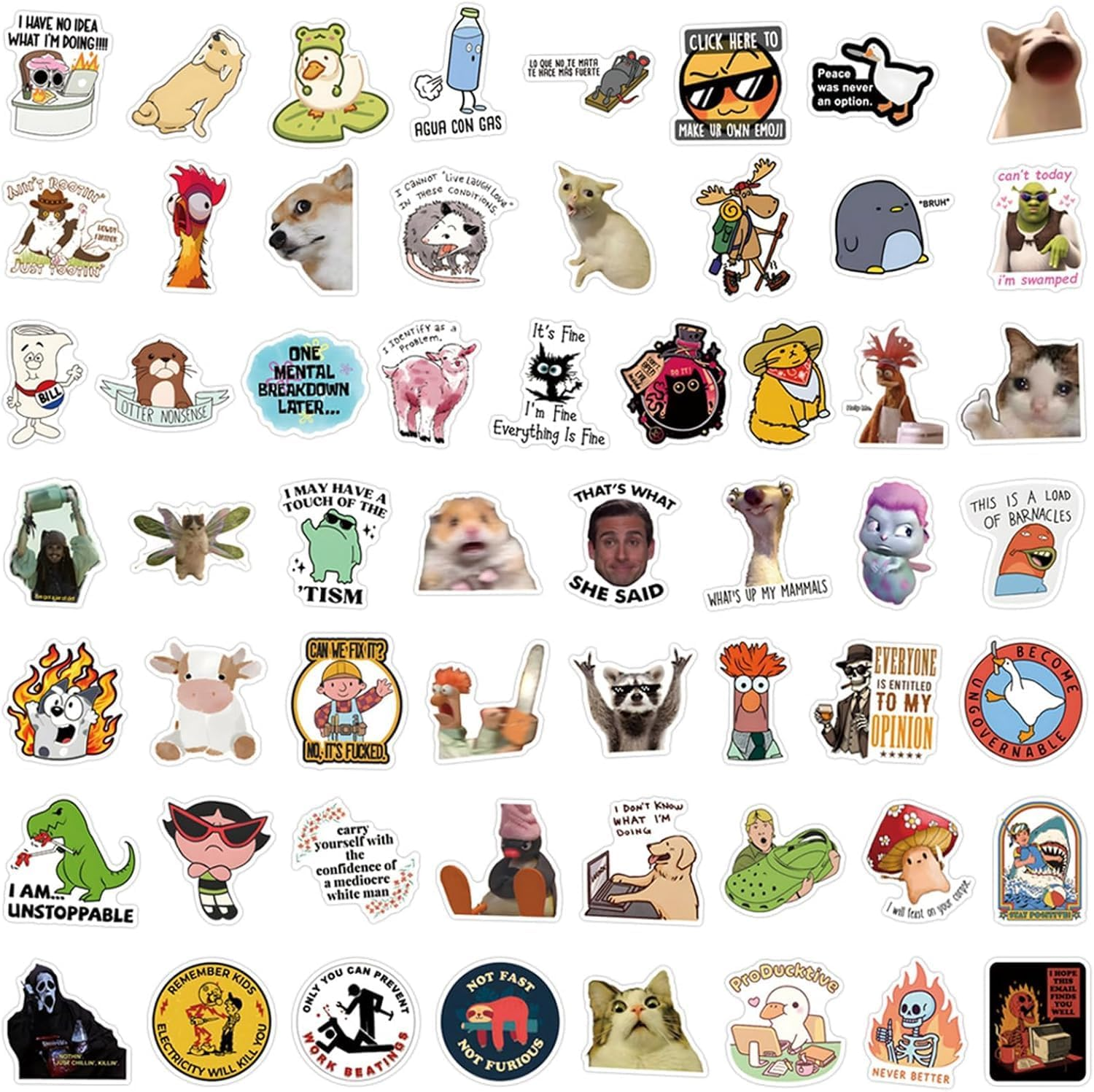 110 PCS Funny Meme Stickers, Waterproof Vinyl Laptop Stickers for Adults Teens, Funny Graffiti Stickers with No Residue Removal for Water Bottle, Phone, Journals & Skateboard image number 5