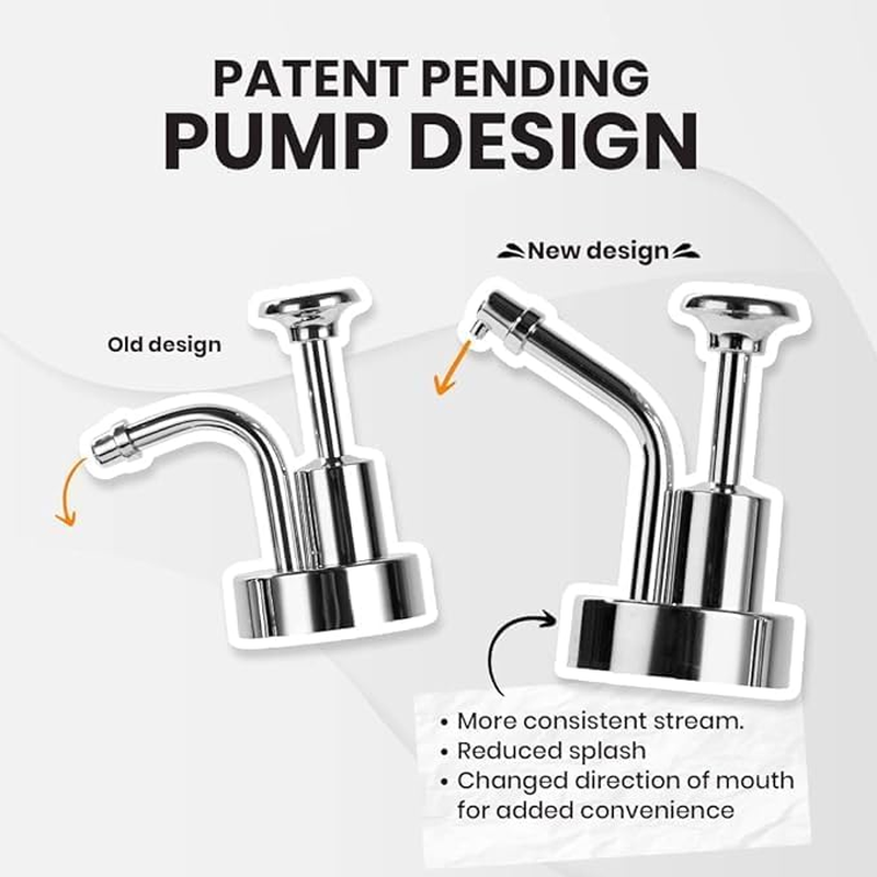 Coffee Syrup Dispenser for Coffee Bar, Coffee Pump Dispenser, Glass Syrup Bottle, Pump,16.9 Oz. 500 Ml,2 Piece Set, Gold Upgrade Pump (Silver) image number 6