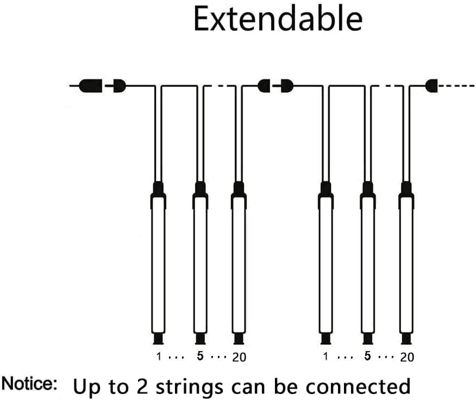 Outdoor Christmas Decorations, Waterproof 20-Tube Meteor Shower Lights for Xmas Wedding Party Decor, Wedding Decorations for Reception, Plug In, White - Blue image number 5