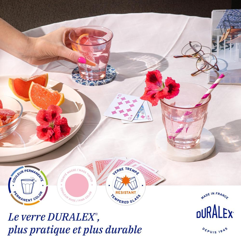 Duralex Picardie 250Ml Glass Tumbler Set of 4 - High-Quality Tempered Glass for Everyday Use & Special Occasions, Ideal for Serving Hot & Cold Beverages, Ergonomic Design, Bpa-Free - Rose image number 4