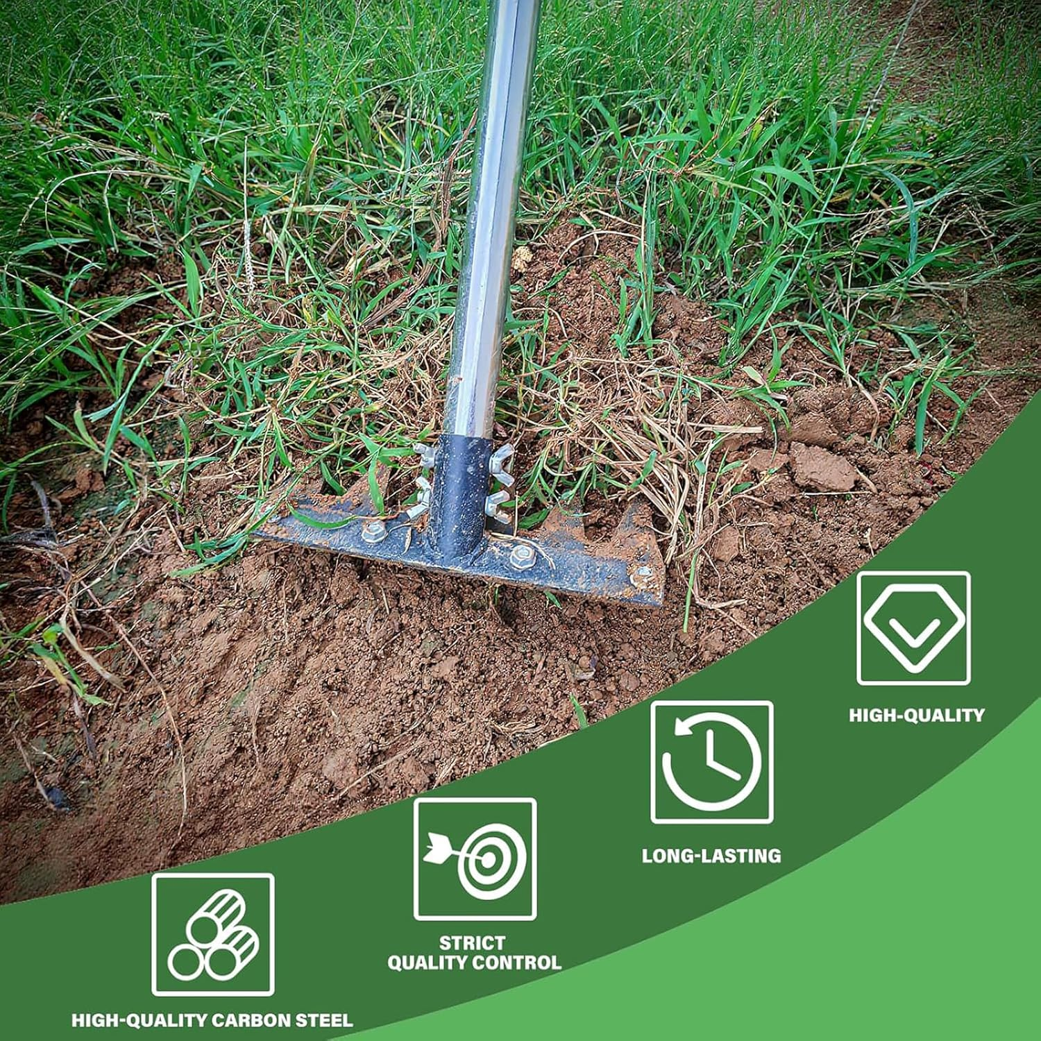 Iron Weeding Rake with Long Handle,Heavy Duty Weed Rake Tool for Garden Removing Weeds, Loosening Soil, Cleaning Flower Beds, Pine Needles & Lawn Prep image number 1