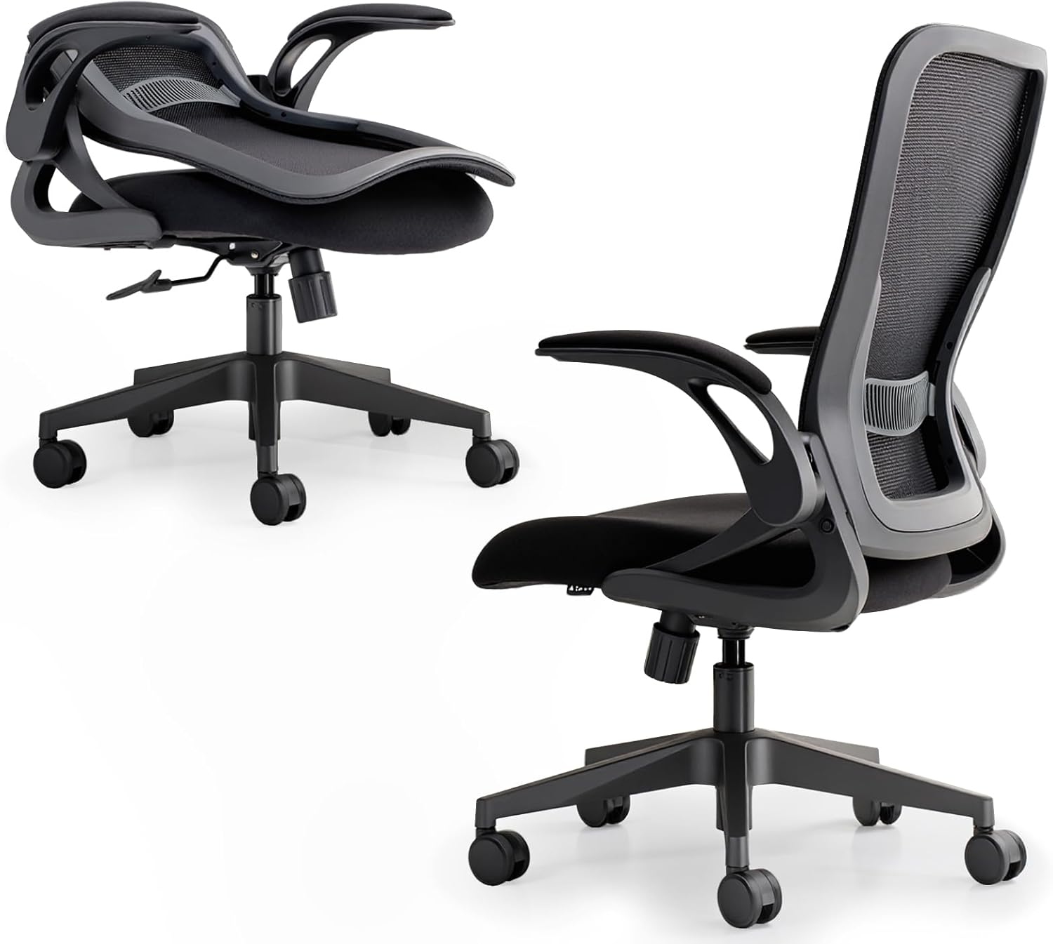 Tervo Model U | Folding Office Chair for Small Spaces | Gaming Chair for Adults & Kids | Ergonomic Mesh Computer Chair for Bedroom | Foldable Desk Chair for Home Work | (Midnight Black)