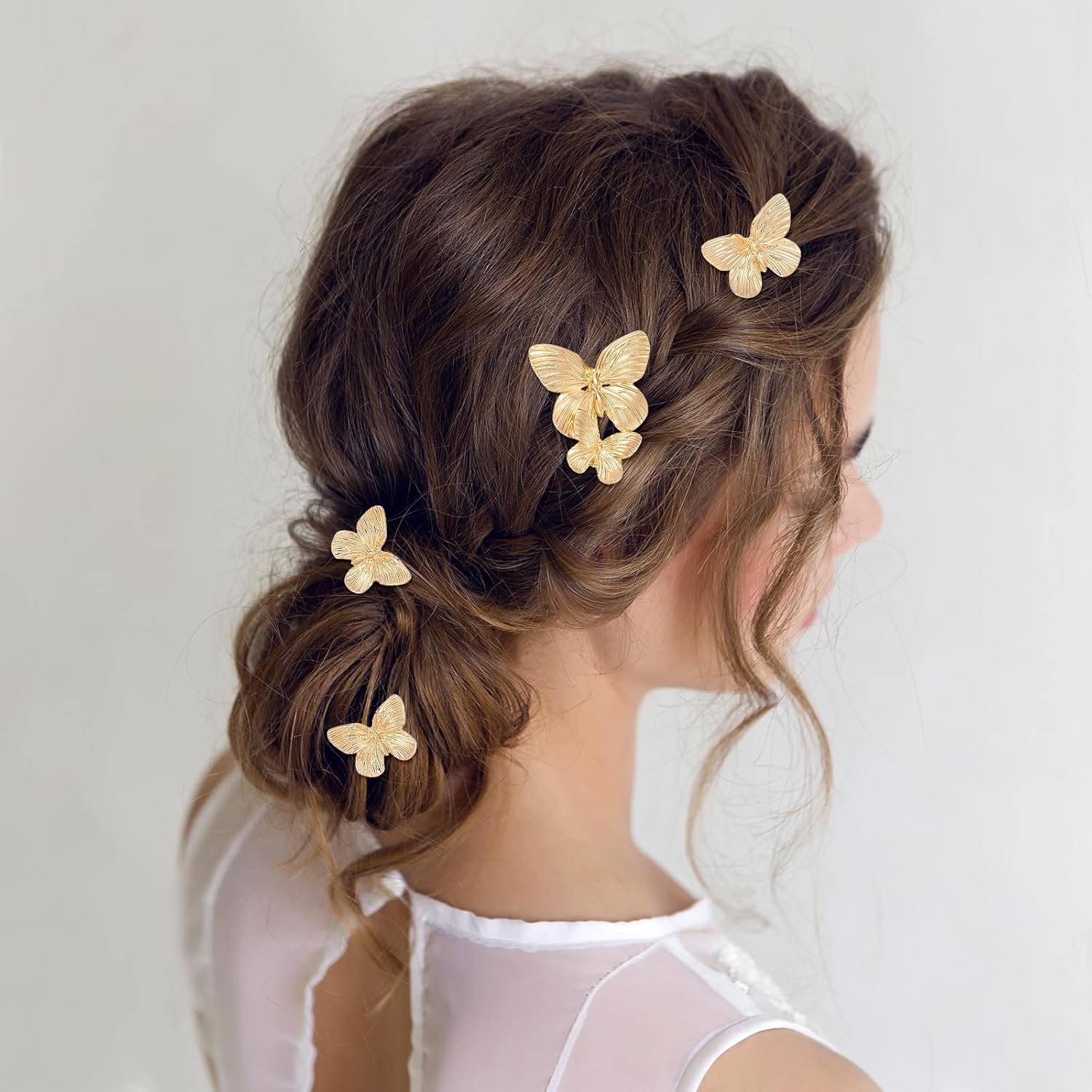 Ymapinc Pack of 5 Butterfly Hair Clips Women'S Cute Butterfly Hair Clip Gold Hairstyles Accessories for Birthday Parties Wedding Parties (7.6 Cm, 6.65 Cm, 6.5 Cm) image number 1