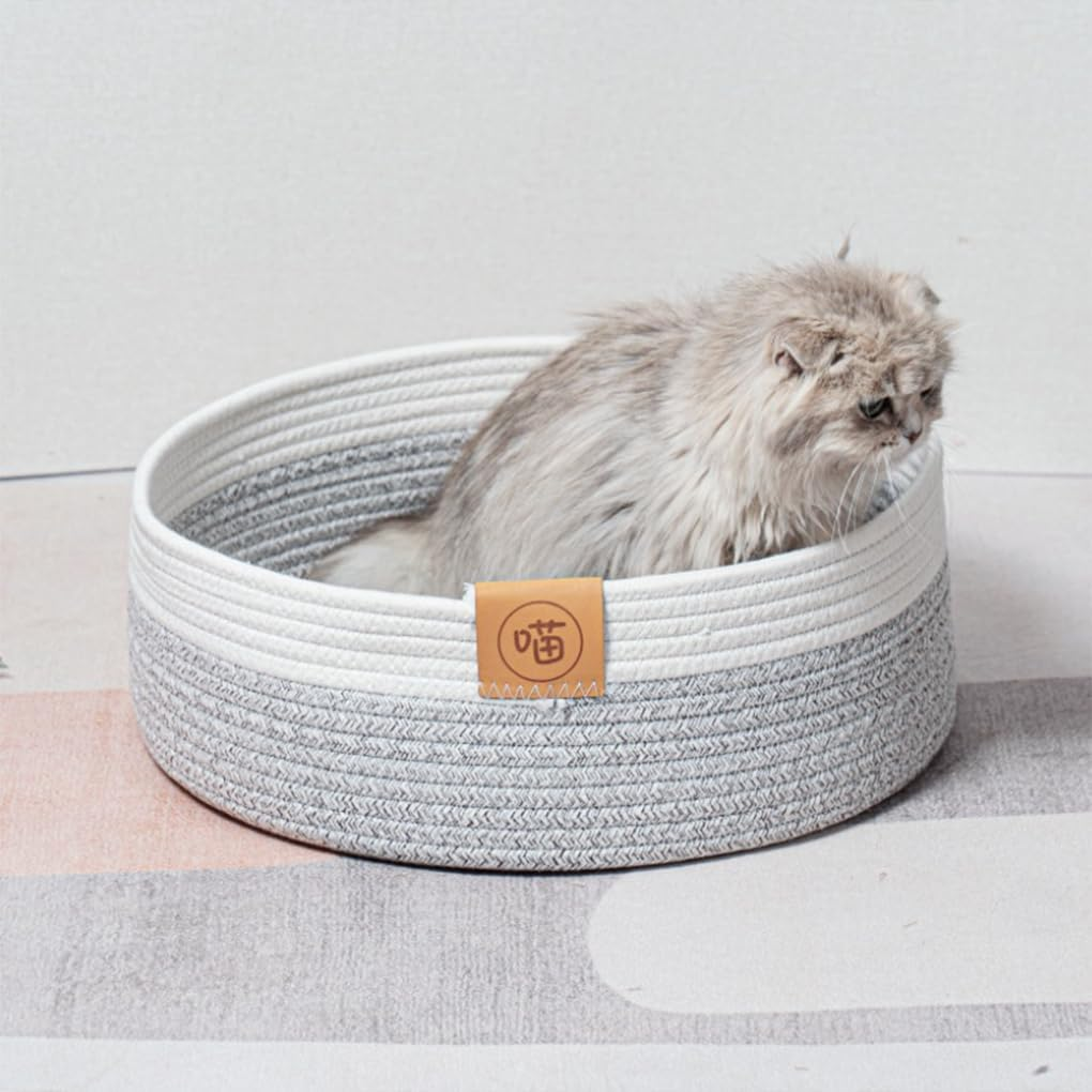 Cat Basket Bed Wicker Scratching Comfortable Woven Kitten Nesting Pad Woven Cat Bed Basket Woven Kitten Basket Cat, B, 40Cm image number 4