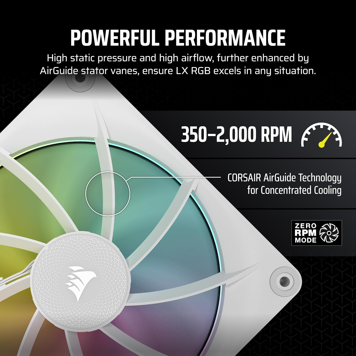 CORSAIR Icue Link LX140 RGB 140Mm PWM Fan Single Pack &ndash; Dual Light Loops &ndash; Requires Icue Link System Hub (Sold Separately) &ndash; CORSAIR Airguide Technology &ndash; White image number 3