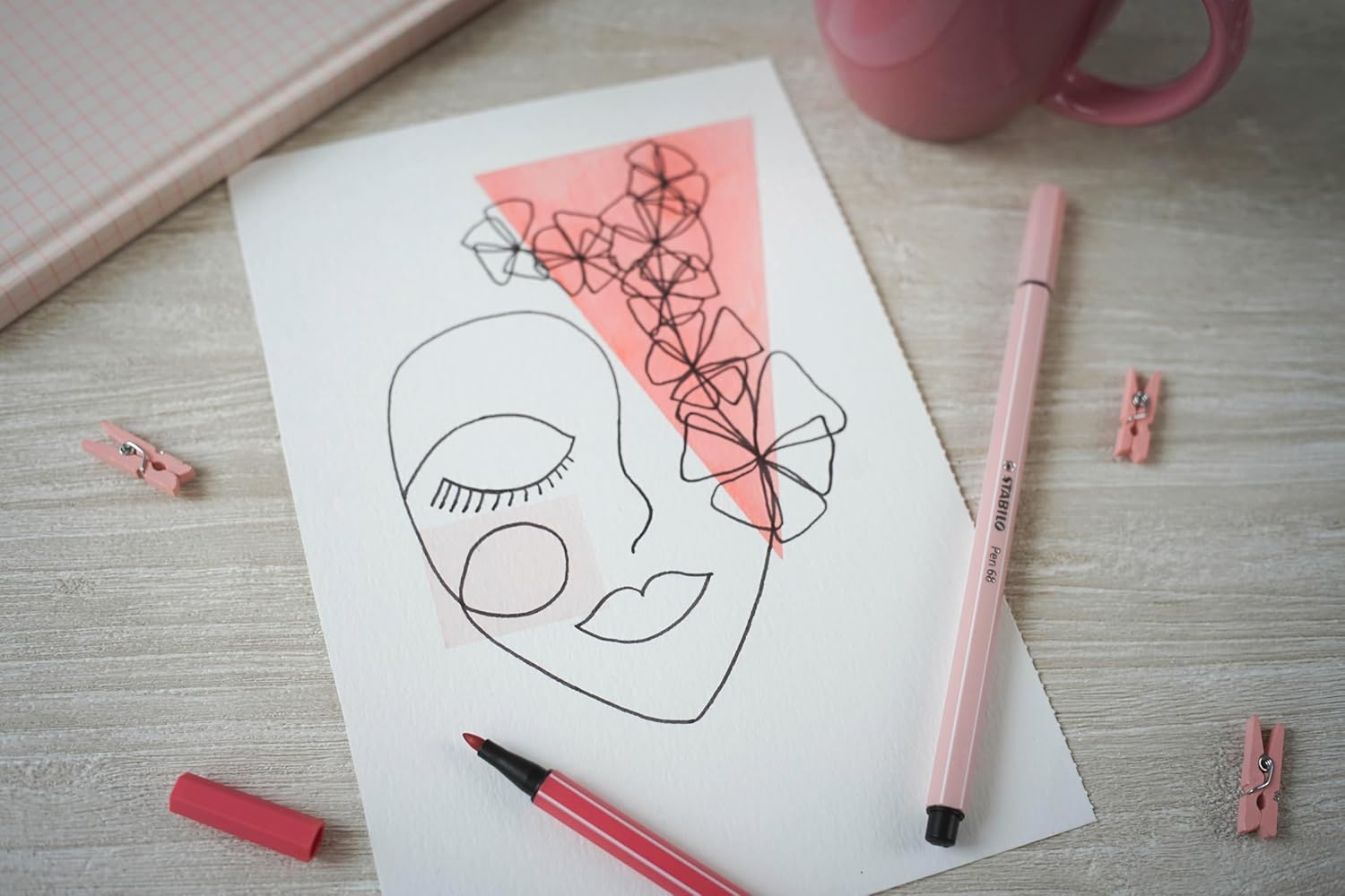 Premium Felt Pen - STABILO Pen 68 Naturecolors - Pack of 10 - with 10