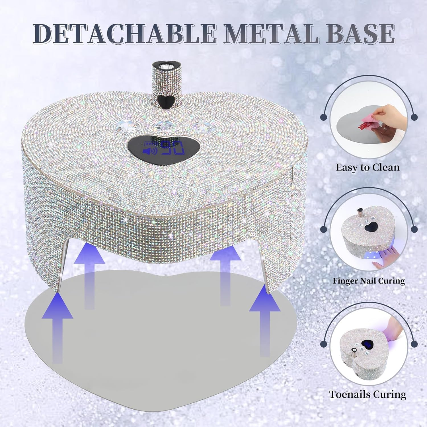 Bouzaak 2 in 1 UV LED Nail Lamp, 86W Rechargeable Cordless UV Light for Gel Nails, Nail Dryer with a Handheld Nail Light 3 Timer Setting for Salon & Home Use image number 5