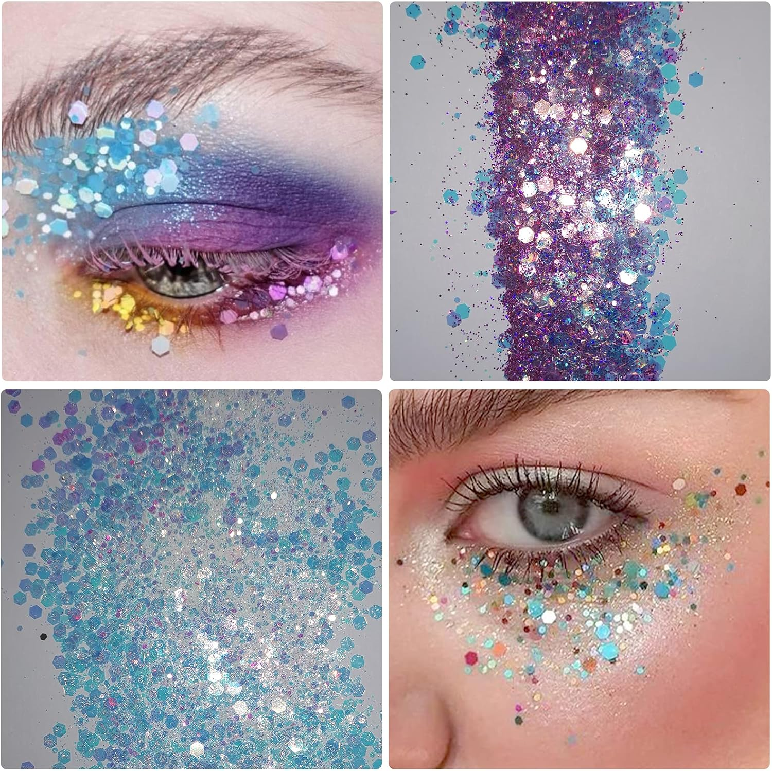 SAVITA 8 Colors Iridescent Glitter Flakes, 3D Holographic Mermaid Nail Sequins, Bling Chunky Glitter Irregular Paint for Art Craft Festival Cosmetic Body Decoration image number 2