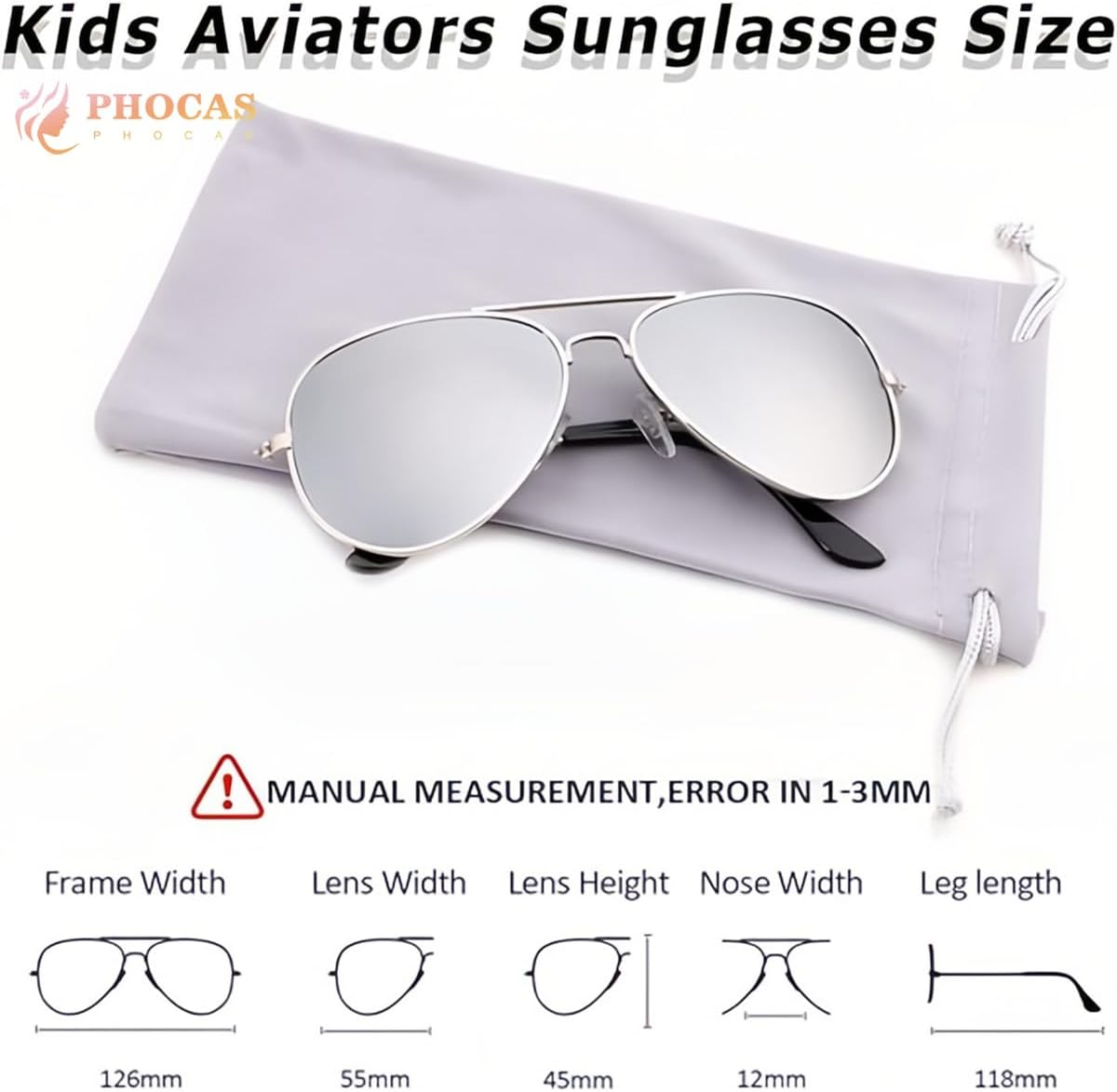 PHOCAS Kids Aviator Sunglasses UV Protection Aviator Sunglasses for Little Girls Boys Age 2-9 FUD180014 image number 1