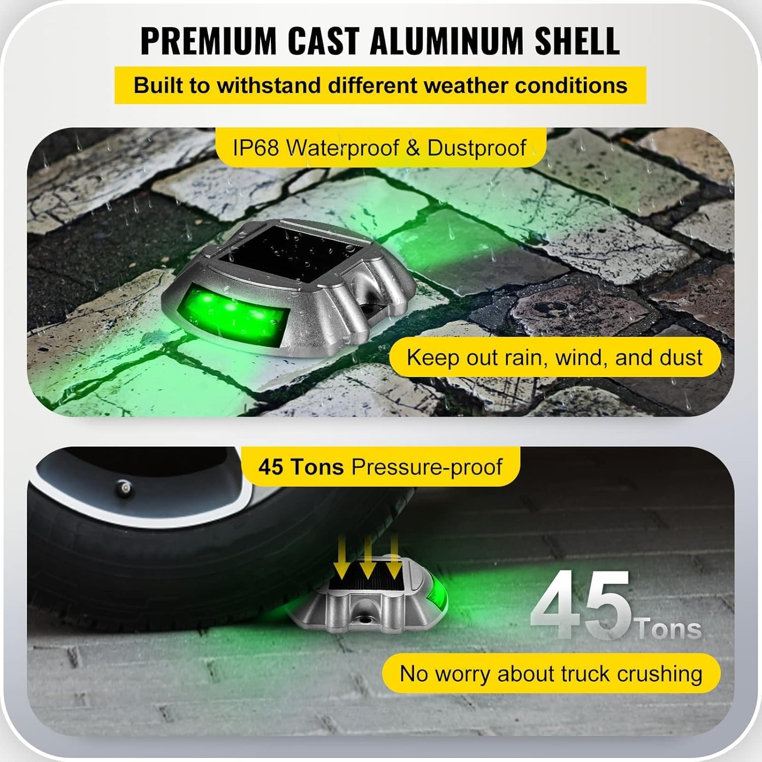 Extra Bright Solar Deck Lights Green Waterproof with 6 LED Driveway Safety Light for Pathway [2 Pack] image number 4