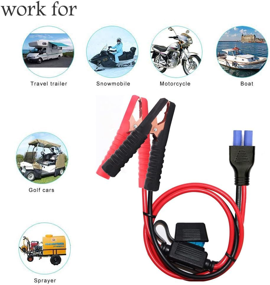 YETOR Battery Alligator Clips,10Awg Female EC5 Jump Starter Cable with Battery Clamps,Alligator Clip Clamp to EC5 Connector Extension Charging Cable for Emergency Car Jump Starter Booster.(60Cm) image number 6