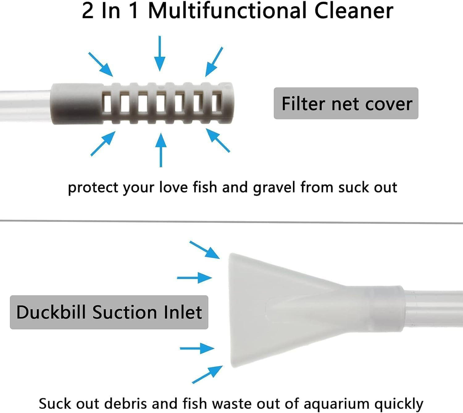 QAUARUMSUN Aquarium Gravel Cleaner for Sand, Fish Tank Vacuum Gravel Cleaner, Manually Fish Tank Water Changer(White) image number 6
