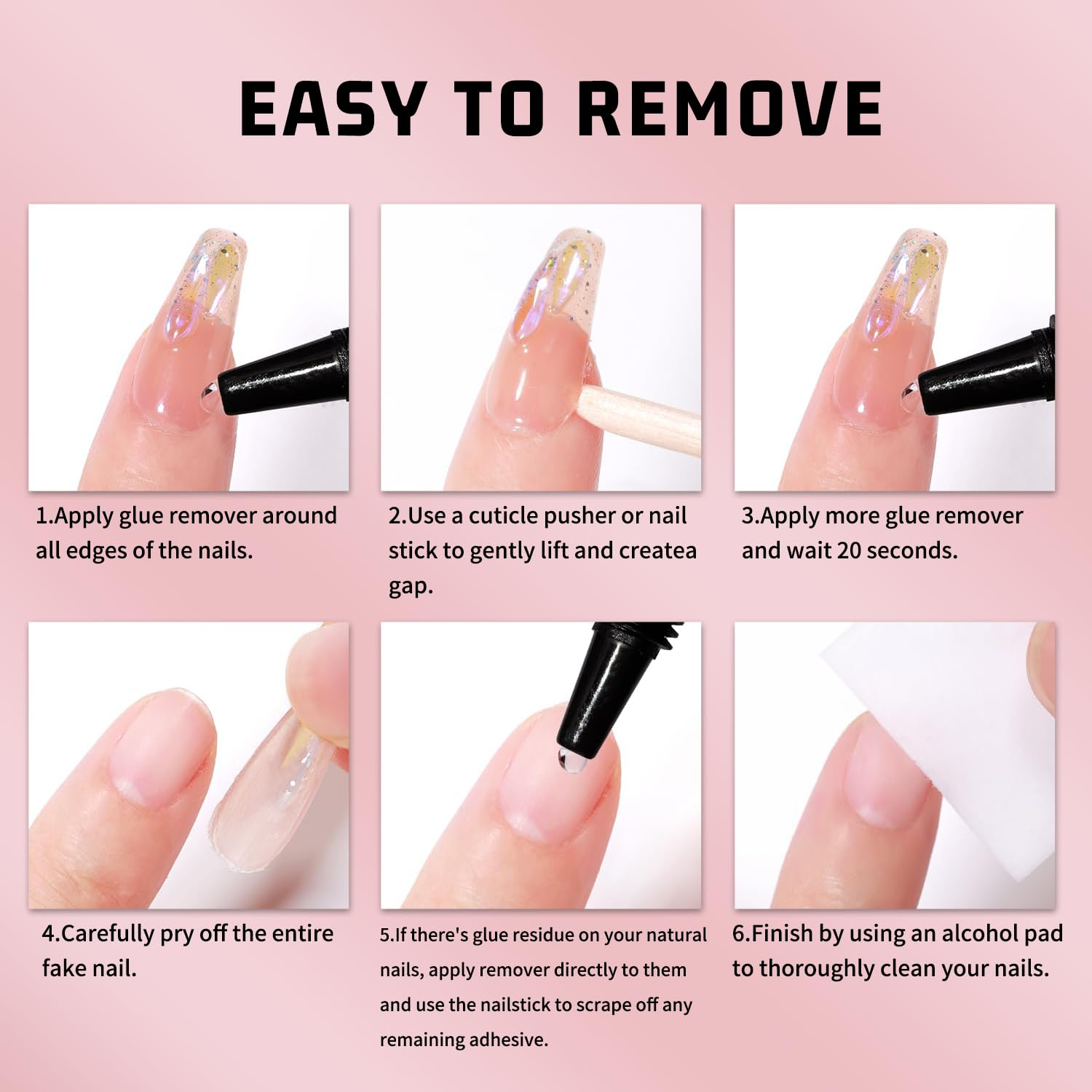 MAGIC ARMOR Semi Solid Nail Glue & Nail Glue Remover - No UV Needed, Quick Dry, Strong Adhesive for Press on & Acrylic Nails (15G Glue, 15G Remover) image number 3
