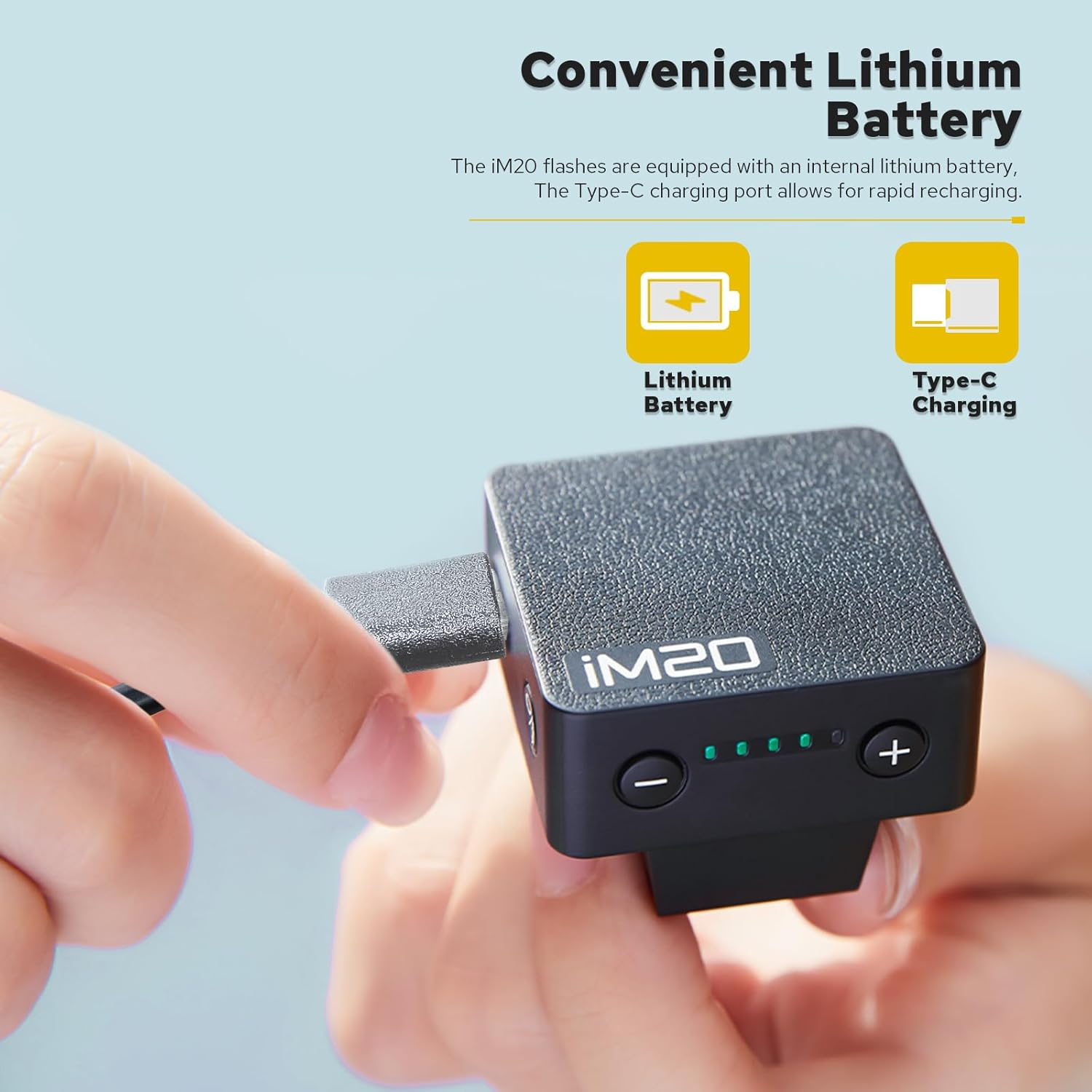 Godox Im20 Camera Flash, USB C Charging Built-In Battery with 5 Levels Flash Power for Canon/Sony/Fujifilm/Nikon/Panasonic/Olympus, for Cameras with Single-Contact Hotshoe image number 2