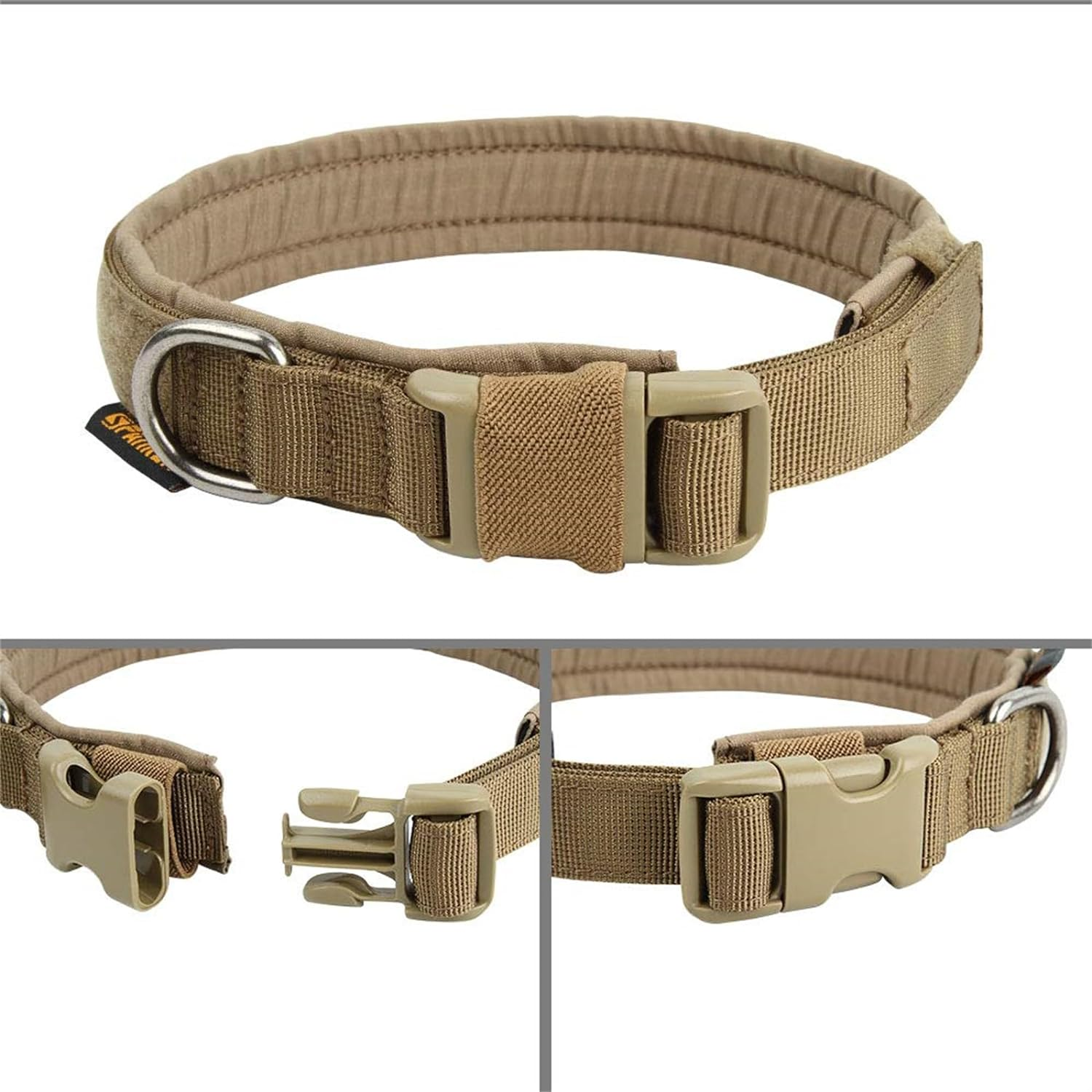 Excellent Elite Spanker Tactical Dog Collar Military Training Nylon Adjustable Dog Collar for Large Medium Small Dog(Coyote Brown-S) image number 5