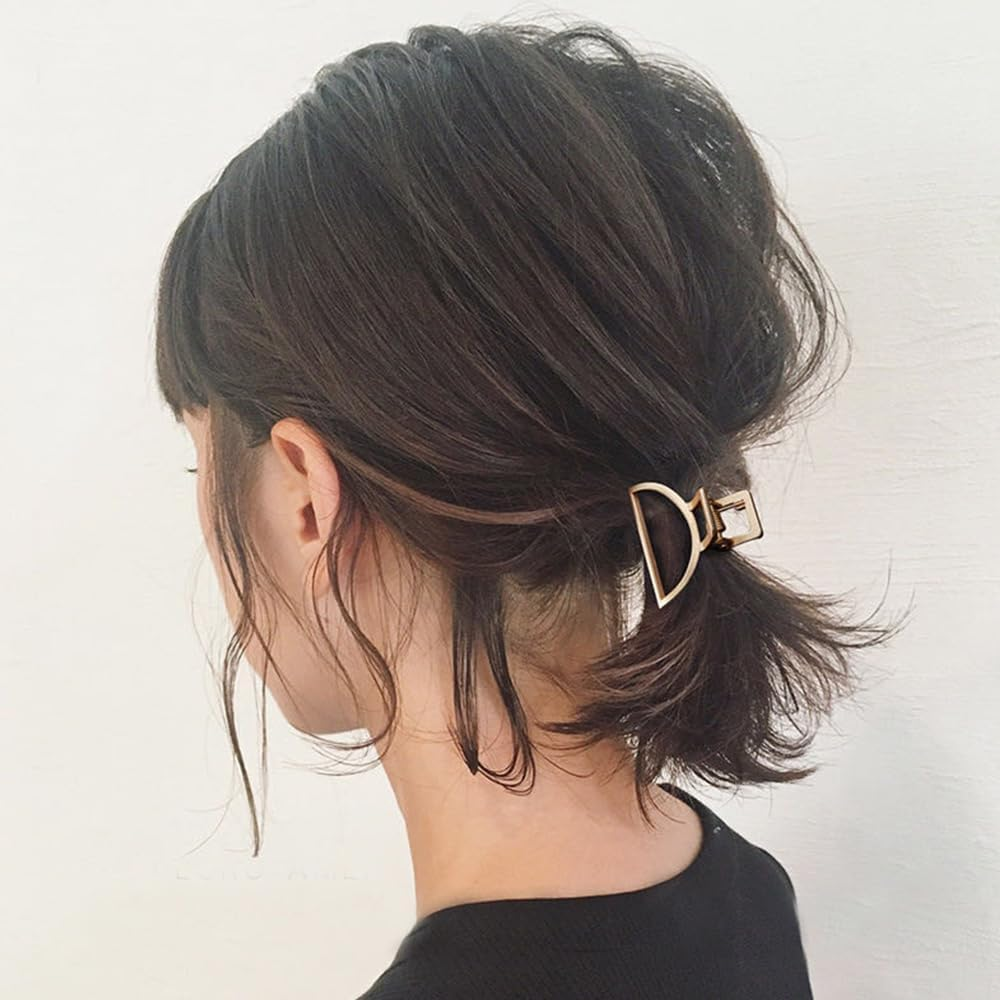2PCS Small Metal Hair Claw Clips, Mini Gold Hair Clips for Women Thick Thin Hair, Non-Slip Jaw Clamp Clips for Women Girls Hair Accessories image number 2