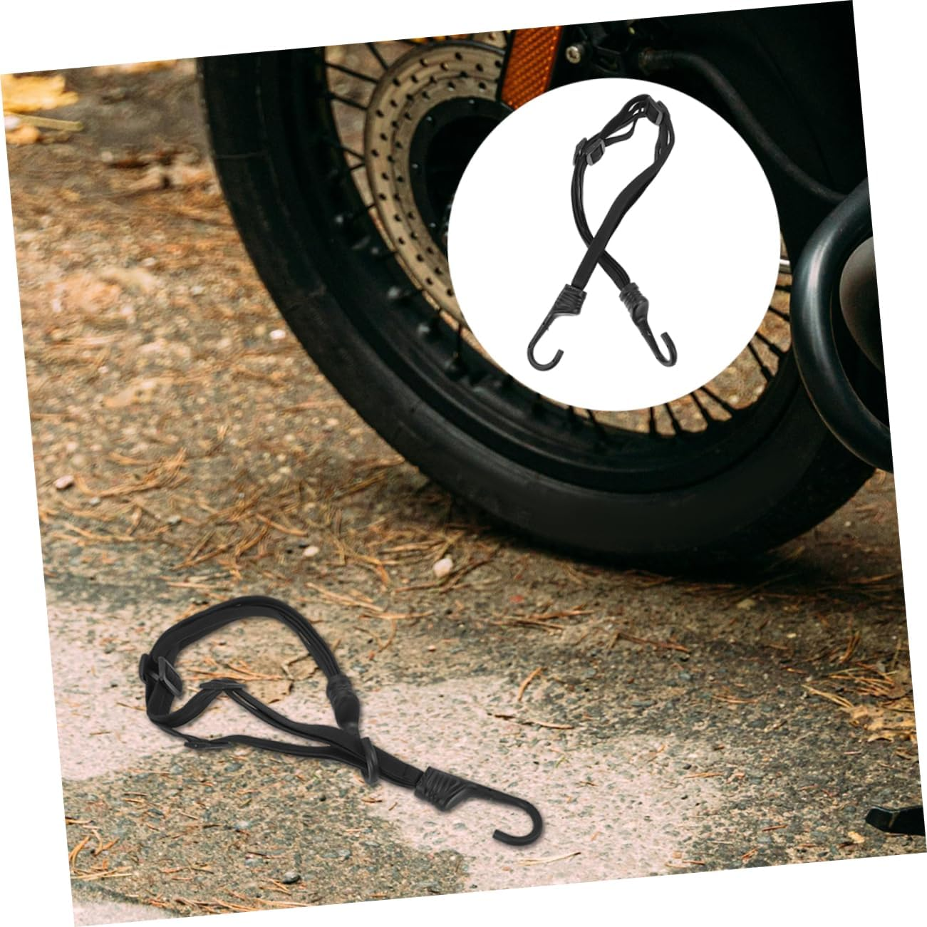 COOLHIYA 2Pcs Elastic Rope Straps Luggage Straps Hooks for Motorcycle Helmet Bike Secure Storage image number 3