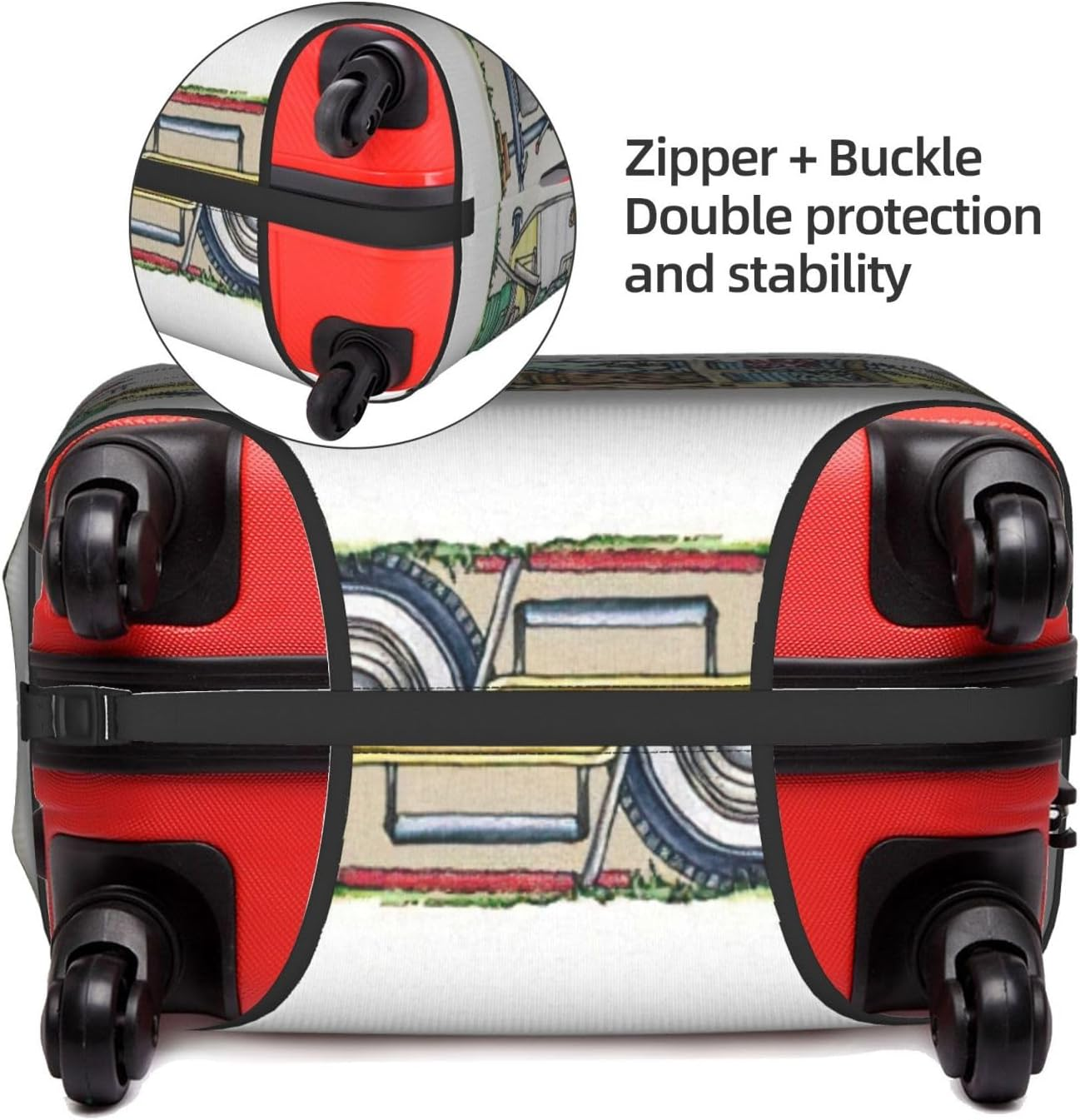 Odddot Happy Campers Print Travel Luggage Cover,Suitcase Protector Cover, Washable Baggage Covers,For 18-32 Inch Luggage, Happy Campers, Medium image number 1