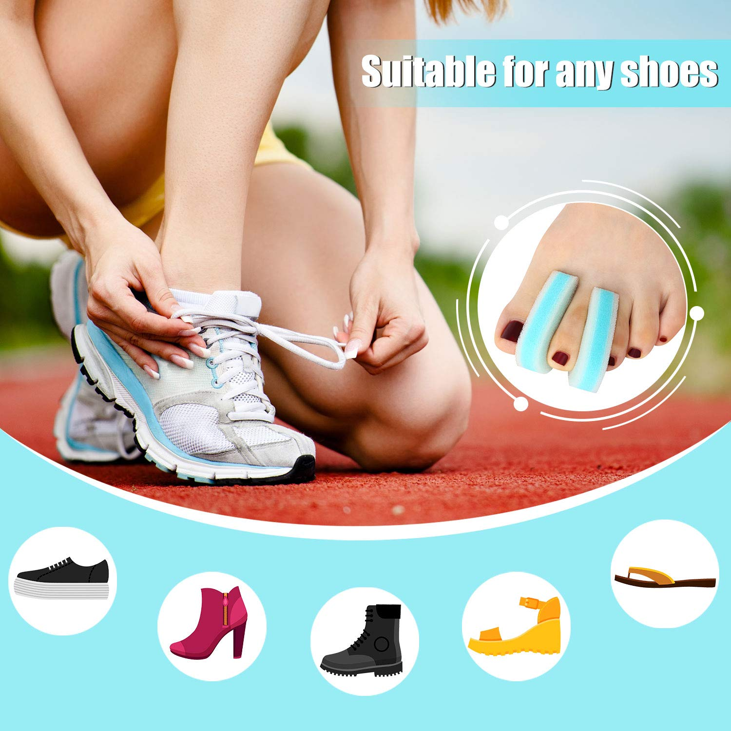 16 Pieces Foam Toe Spacers 3 Layer Toe Separators Toe Stretcher Divider for Align Toes Relief Friction Hammer Toes Overlapping Toes and Prevent Corns image number 3