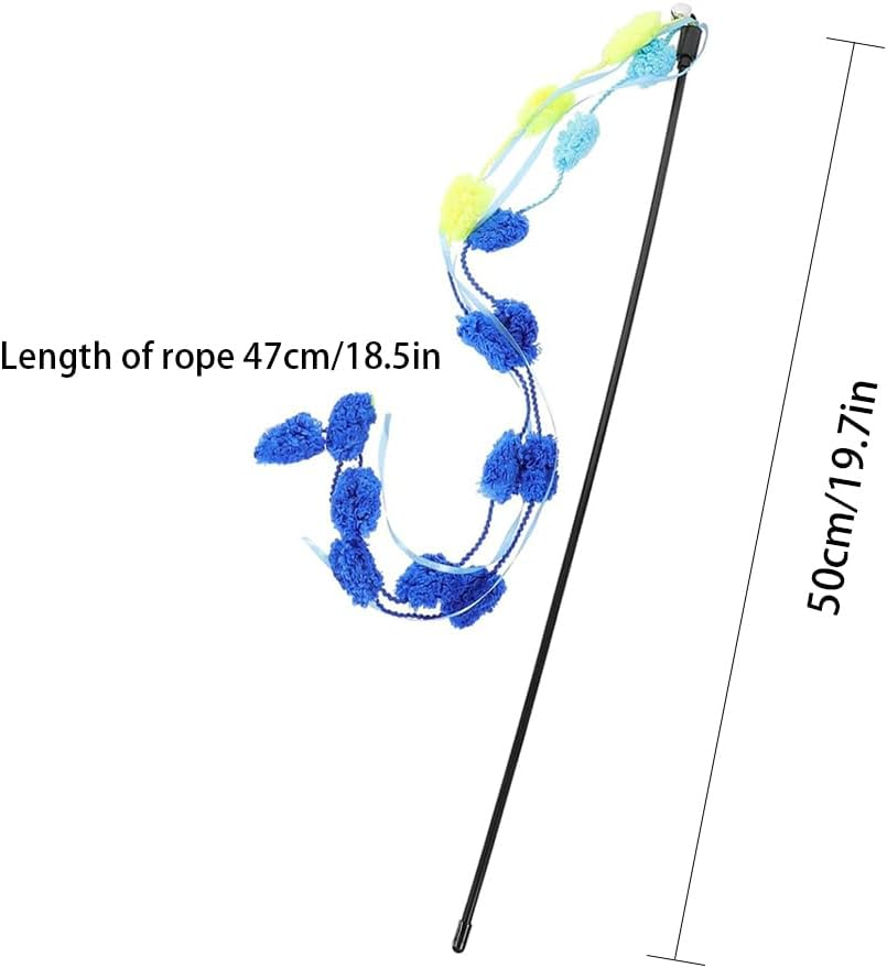 FRAINBOWZ 2Pcs Kitten Toys, Interactive Cat Teaser Rods with Colorful Ribbons, Plush Balls & Bells, Ideal for Indoor Play, Perfect for Kittens image number 1