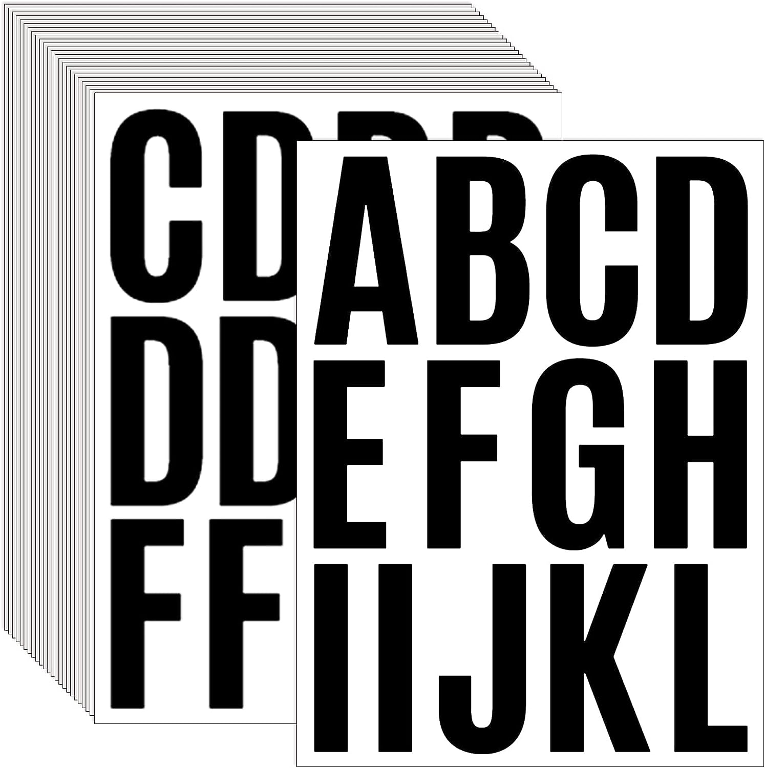 Waynoda 24 Sheets 2 Inch Self Adhesive Letters Stick on Vinyl Letters Capital Letter Stickers Alphabet Sticker Letter Number for Outdoor Sign Poster Mailboxes Crafts(White), Transparent,White