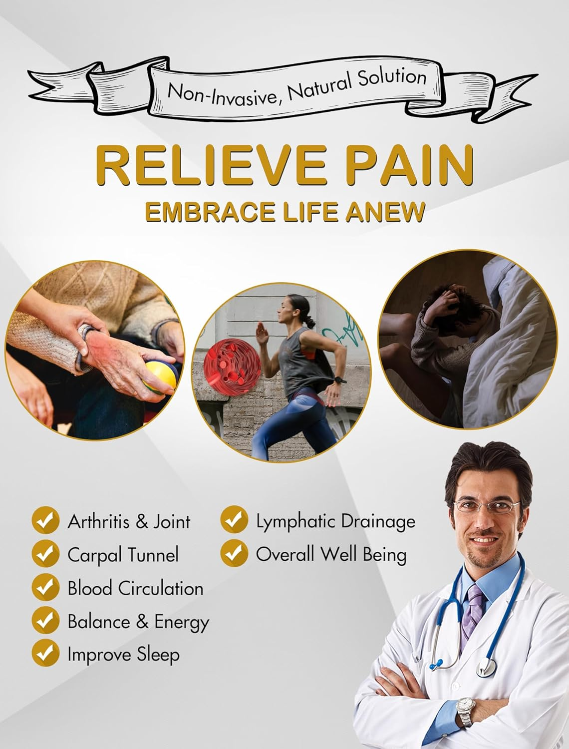 Feraco Men'S Copper Magnetic Bracelet for Arthritis Pain Relief 99.99% Solid Copper Bracelets with 3 Row Strong Magnets,Adjustable image number 6