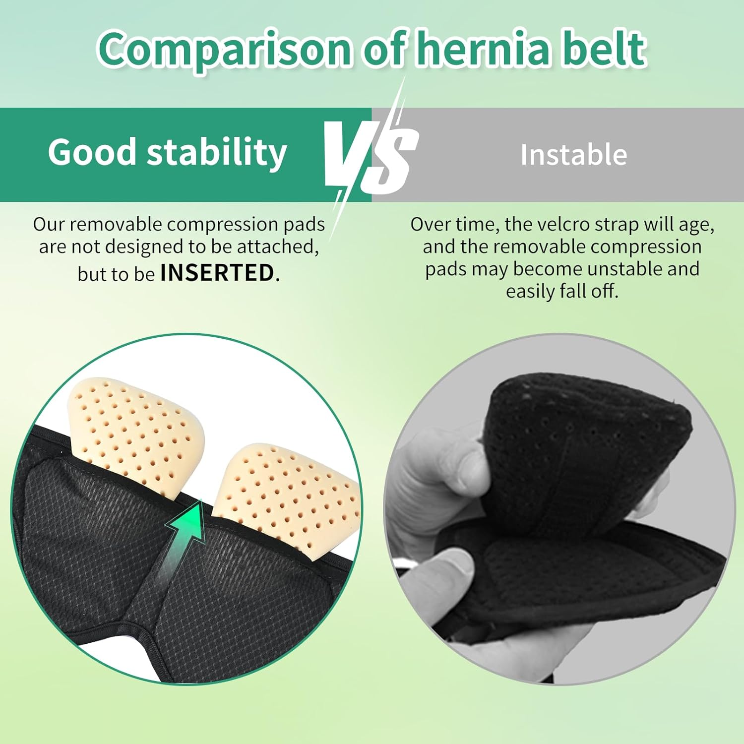 Tenbon Hernia Belt for Men and Women Flexible Adjustable Inguinal Groin Hernia Belt Support Truss Pain Relief Recovery Strap with 2 Removable Compression Pads Comfortable Material (L, Black) image number 1