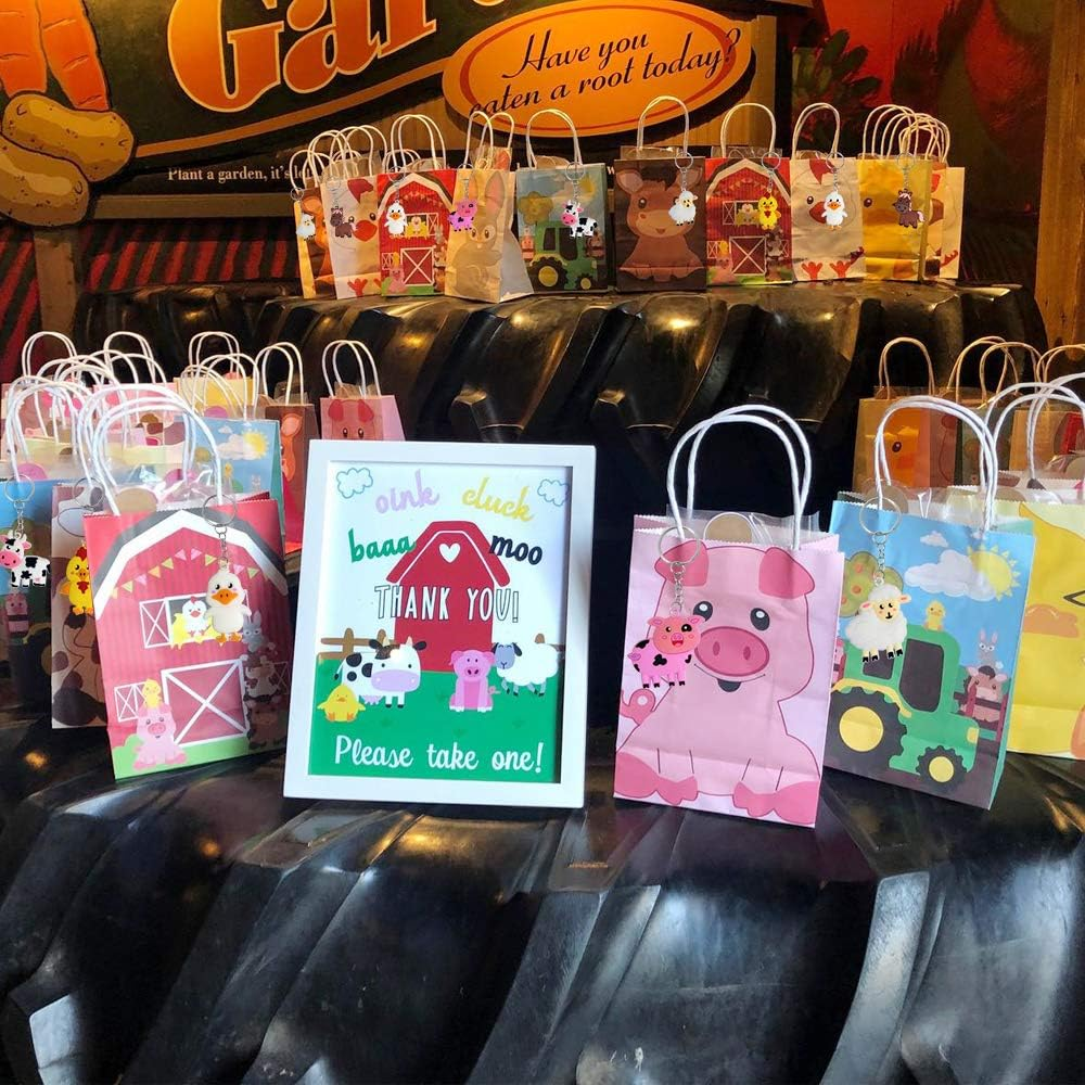 Imagitek 24 Pack Farm Animal Keychains for Farm Animal Party Favors Supplies, Kids Party Bag Fillers, School Carnival Rewards, Farm Animal Baby Shower Party Favors image number 4